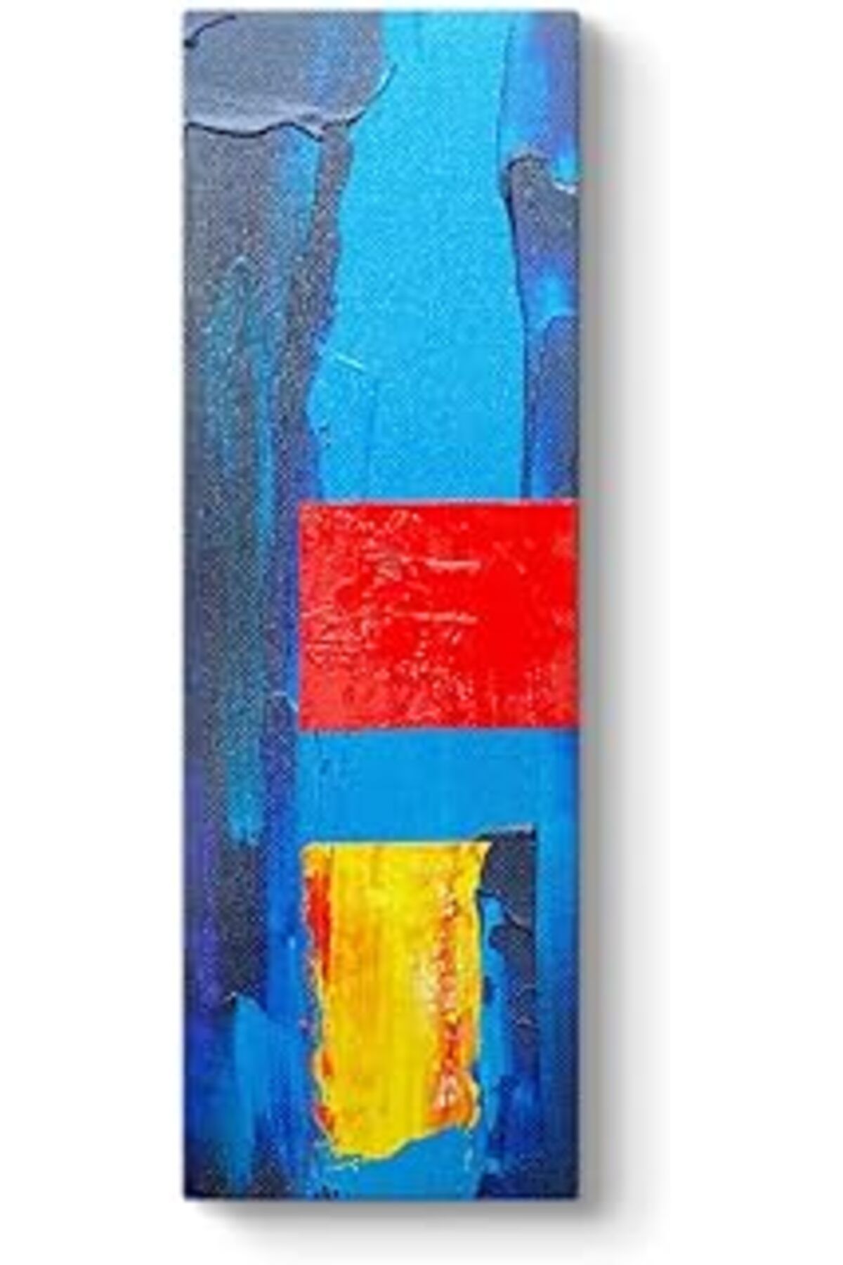 Pazarcan Tabloshop Mavi Kırmızı Sarı Soyut Kanvas Tablo 30 X 90