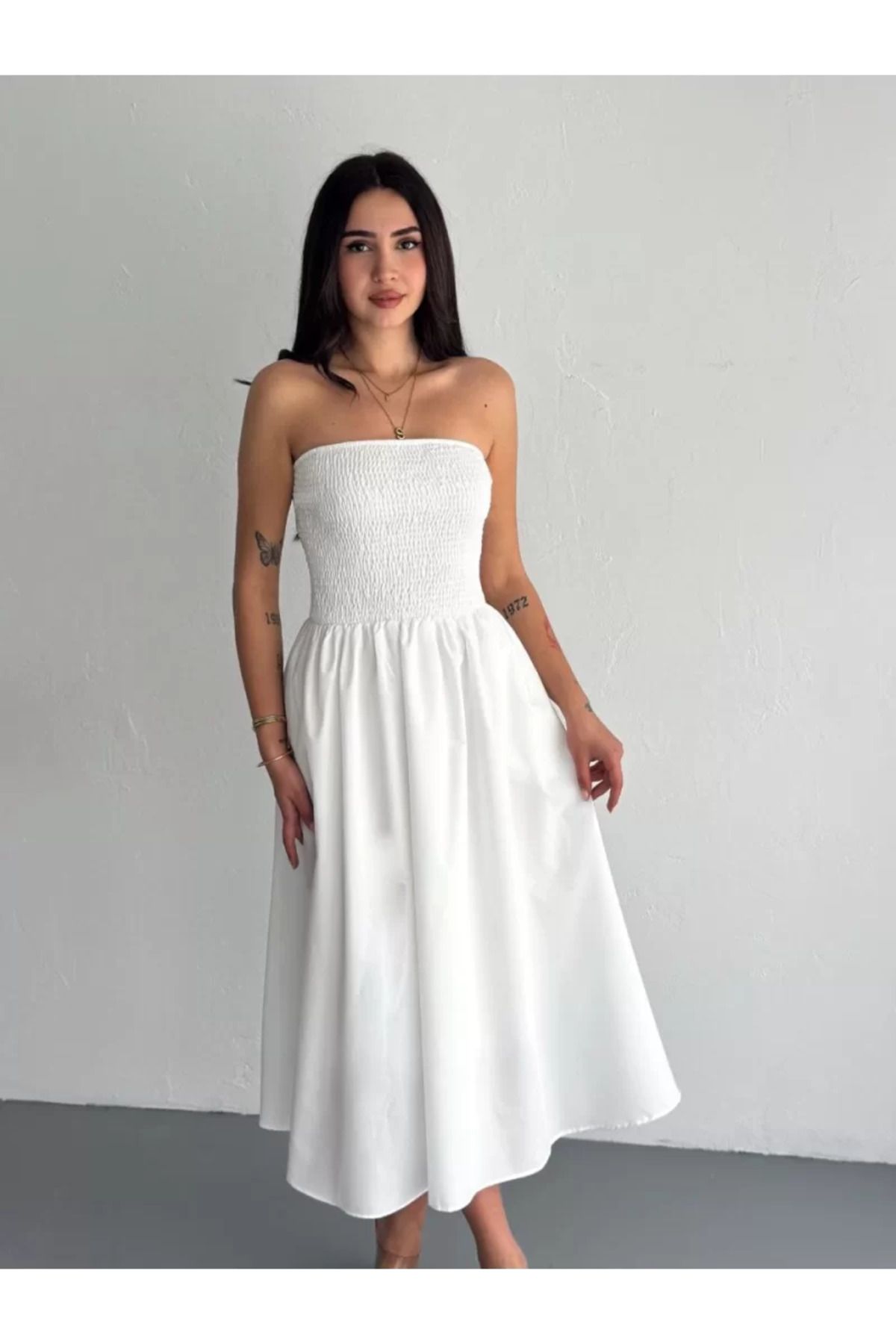 ruum fashions Straplez Pileli Elbise