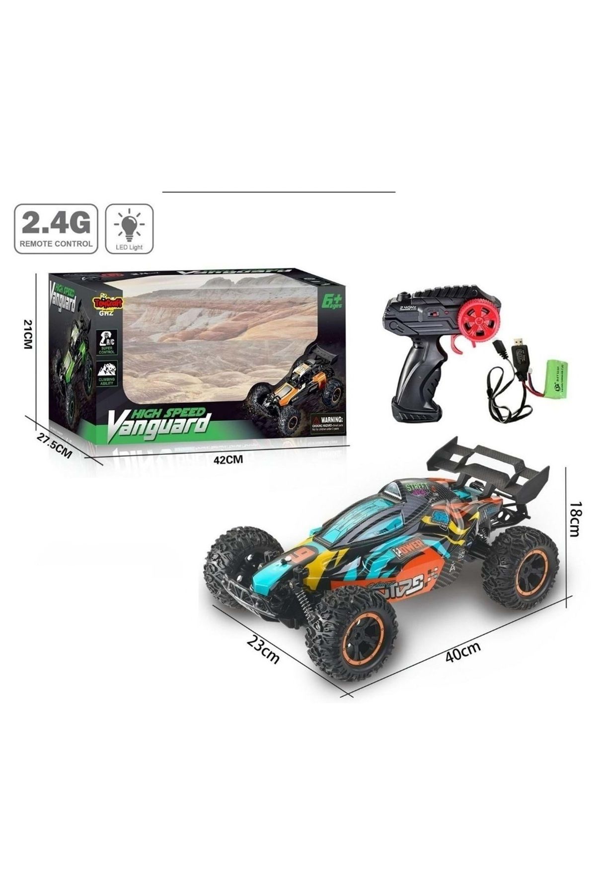 TRUST STORE 1:10 Kumandalı Dev Off-Road Araba – 15KM/H Hızlı, Şarjlı, 2.4GHz 40 CM RC Arazi Aracı