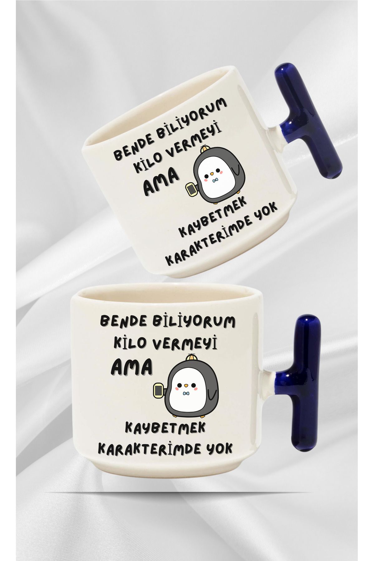 Store 🐧 "Bende Biliyorum Kilo Vermeyi" Esprili Kupa Bardak | Mizahi Hediye Fincan