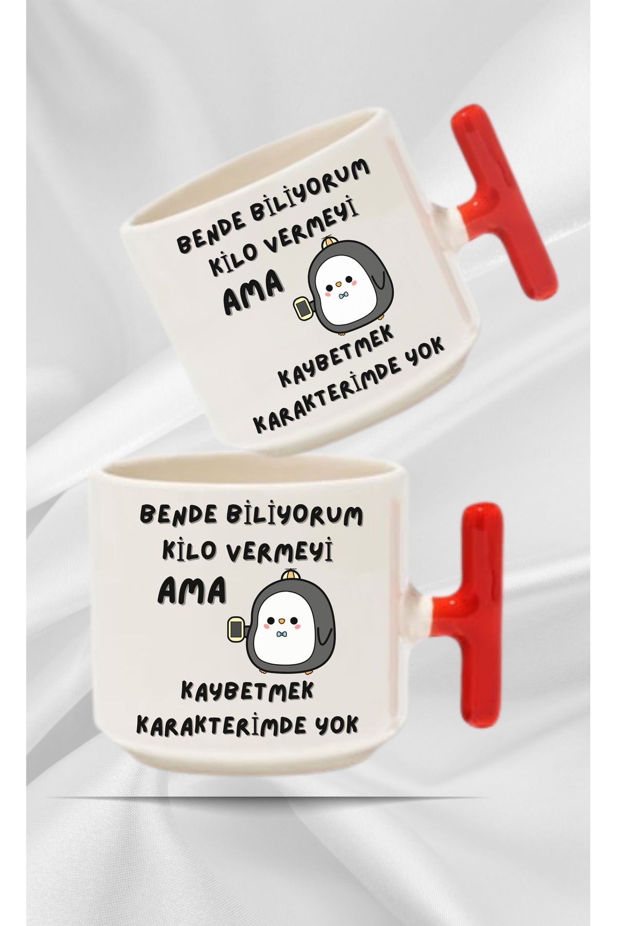 Store 🐧 "Bende Biliyorum Kilo Vermeyi" Esprili Kupa Bardak | Mizahi Hediye Fincan