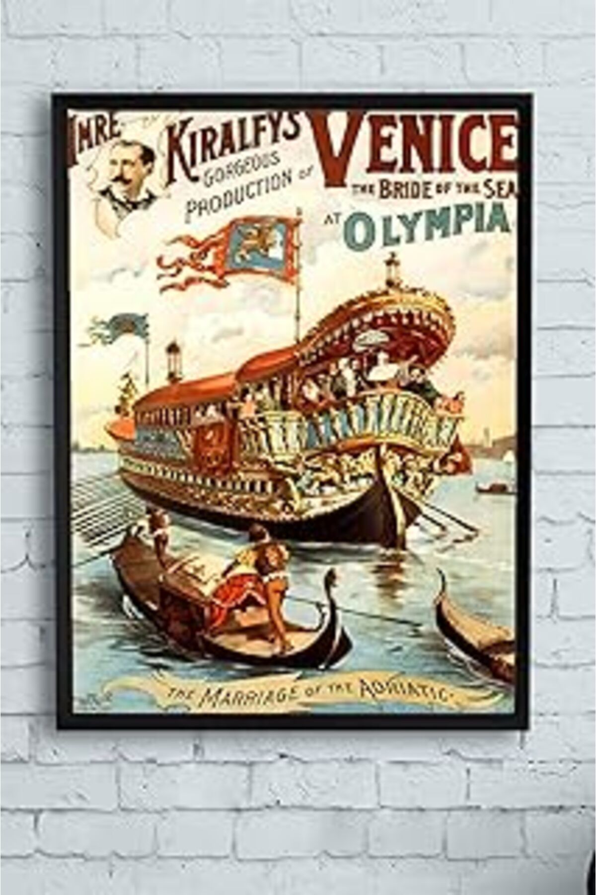 Pazarcan Postermanya (Pster13816) Venedik Vintage Manzara Çerçeveli Tablo (21X30Cm)