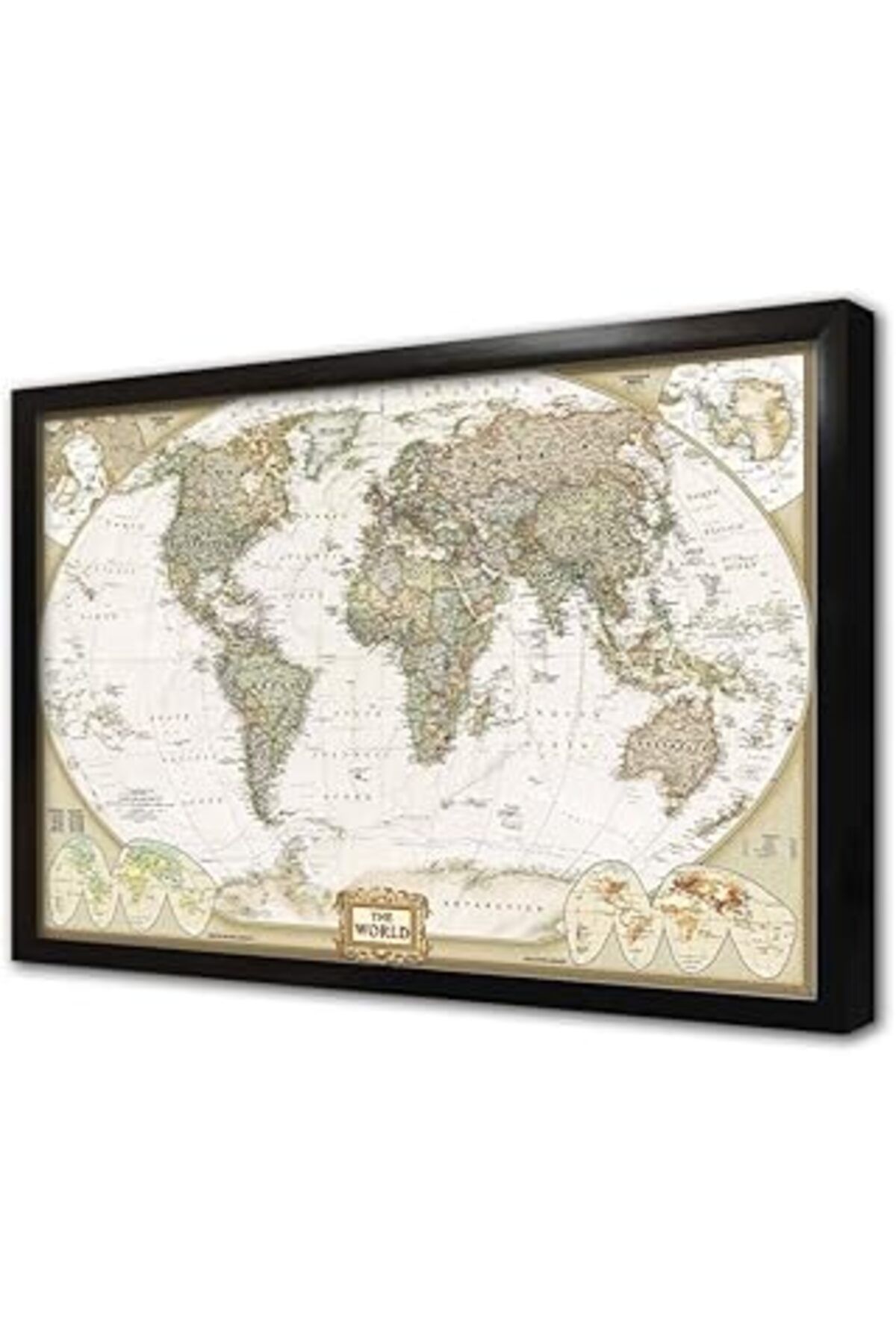 Pazarcan Dünya Haritası Çerçeveli Cam Tablo 20X30 Cm Ca12036