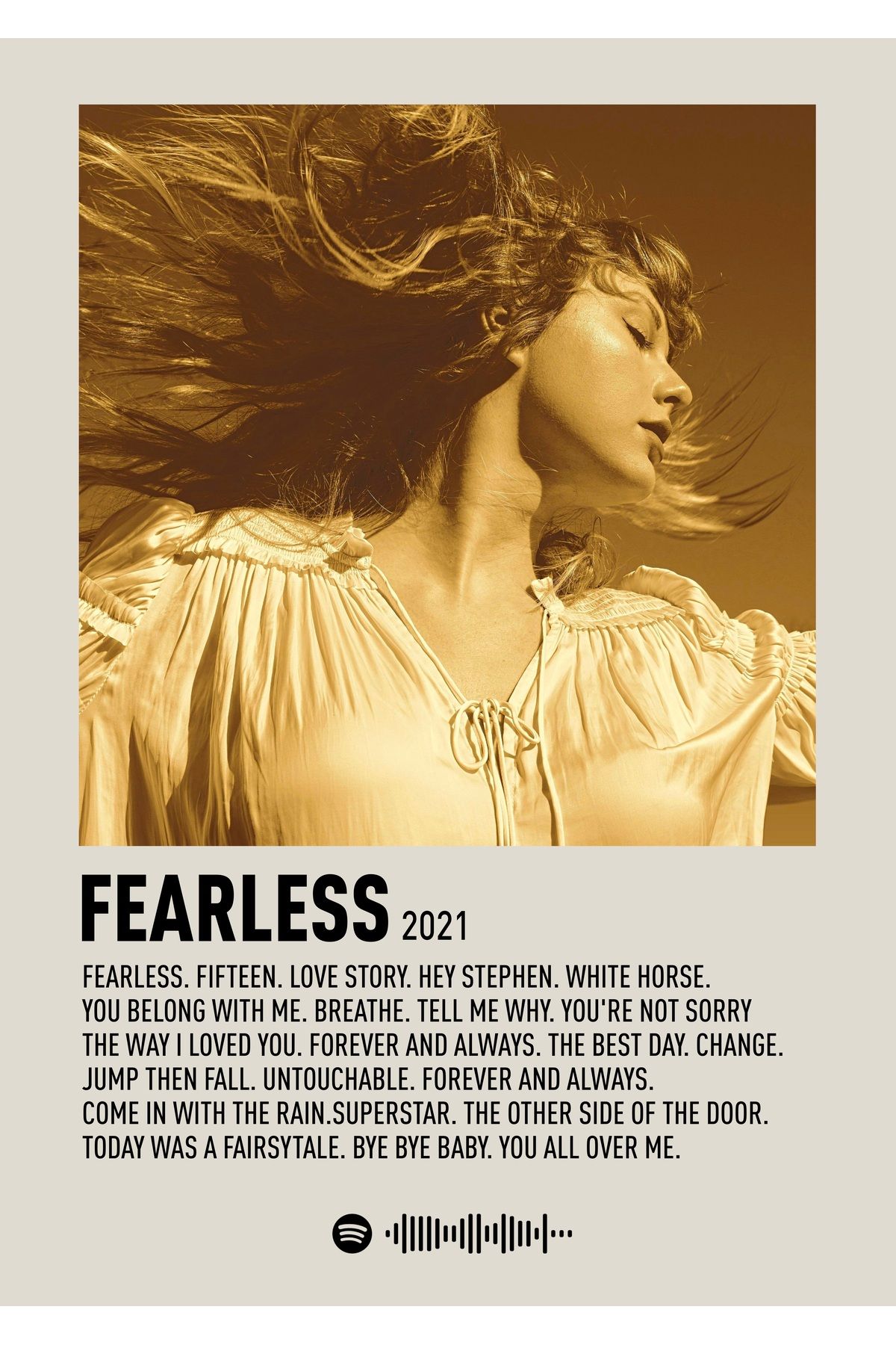 512 STORE Taylor Swift Albüm Tablo Çerçevesiz Poster Spotify Temalı