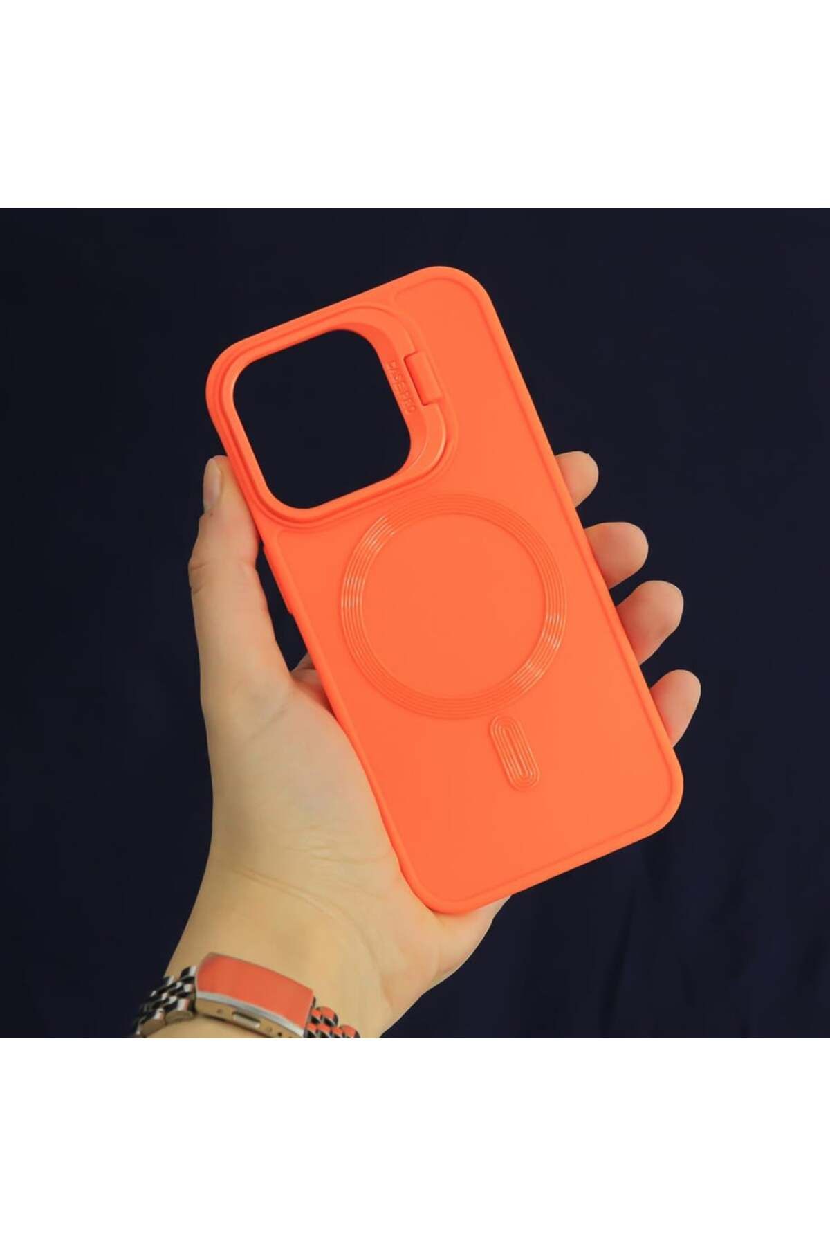 Case&Case iPhone 14 Pro Max Uyumlu Standlı Silikon Yumuşak Magsafe Kılıf