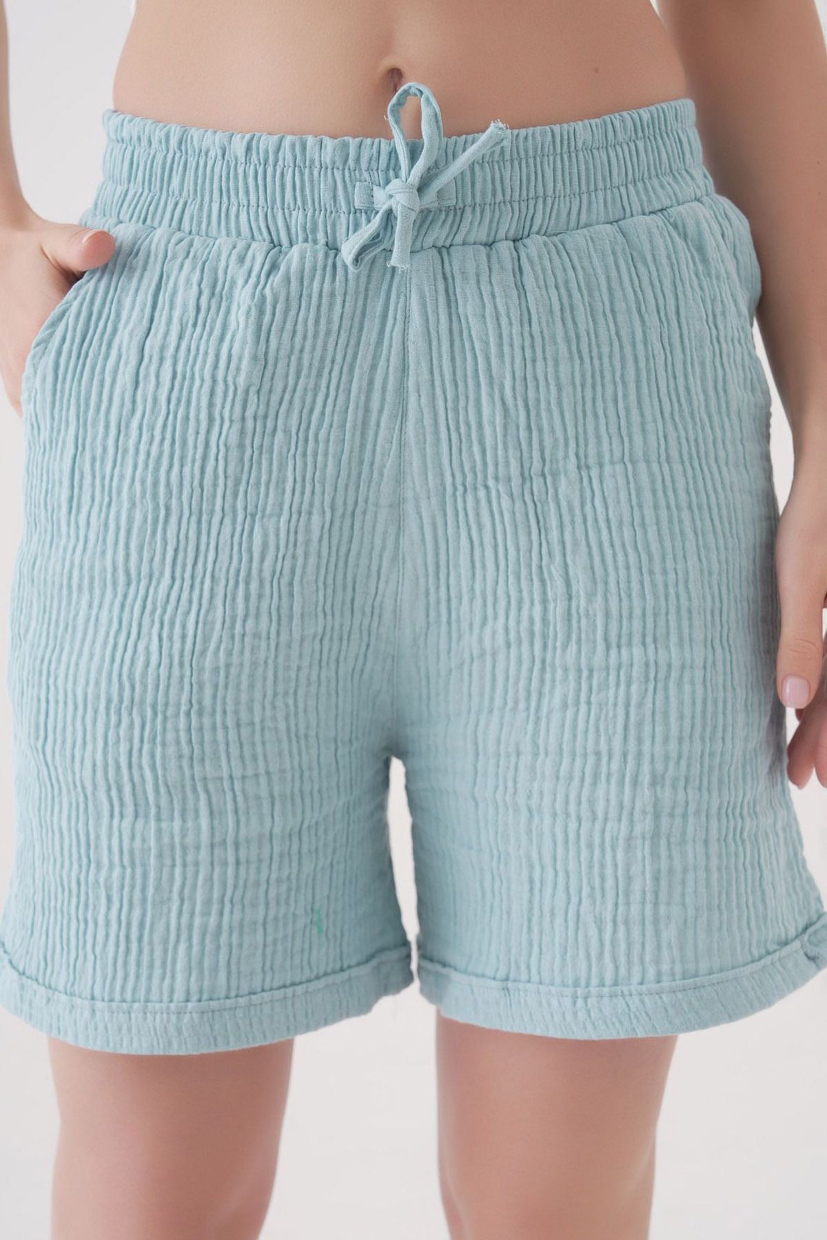 Ottawe Regular Fit Rahat Kesim İp Büzgülü ve Lastikli Belli Çift Cepli Casual Yumuşak Pamuklu Şort