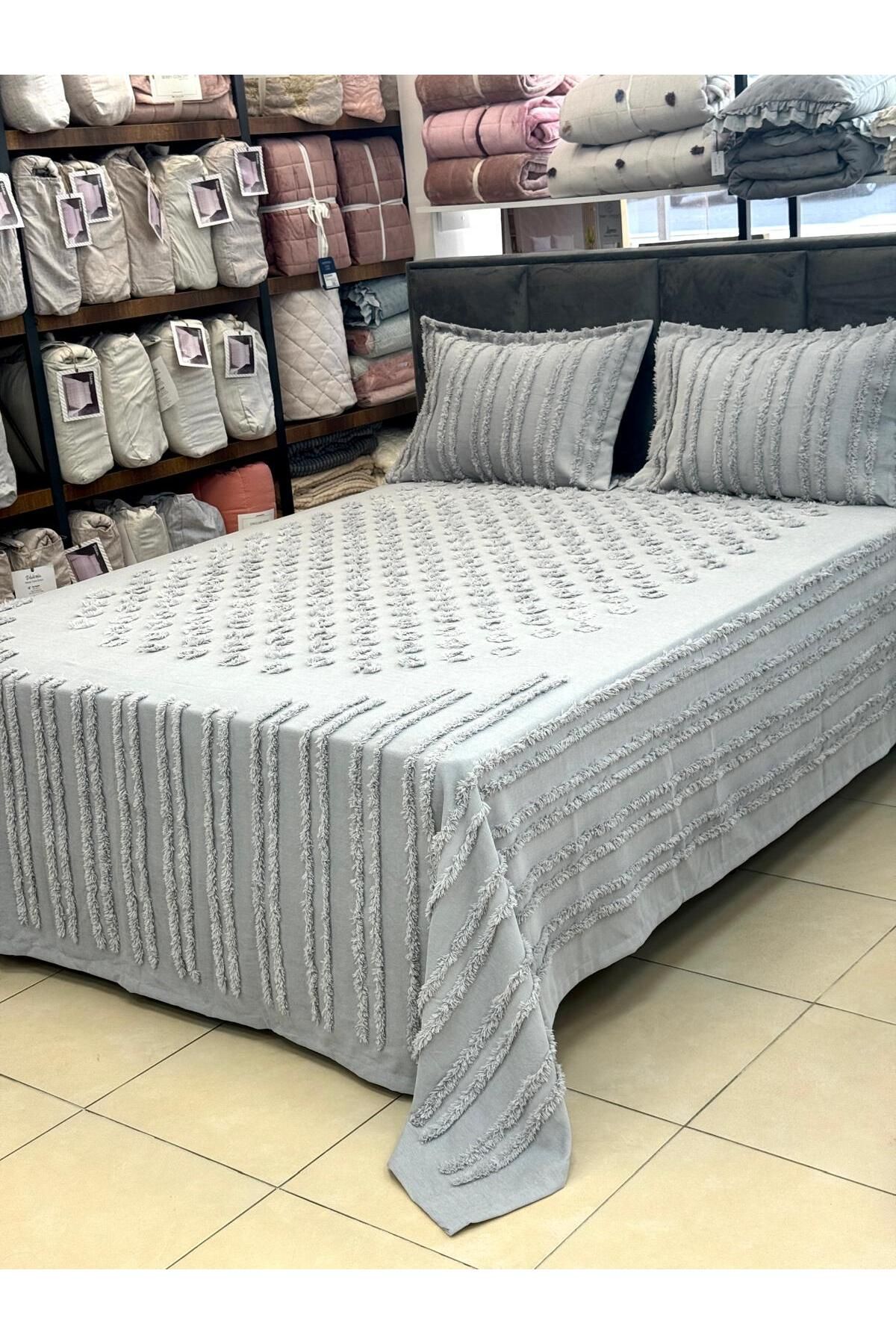 BERRY CONCEPT Pano Model Çift Kişilik Ytak Örtüsü 260/265 cm TKEBT gri-dik