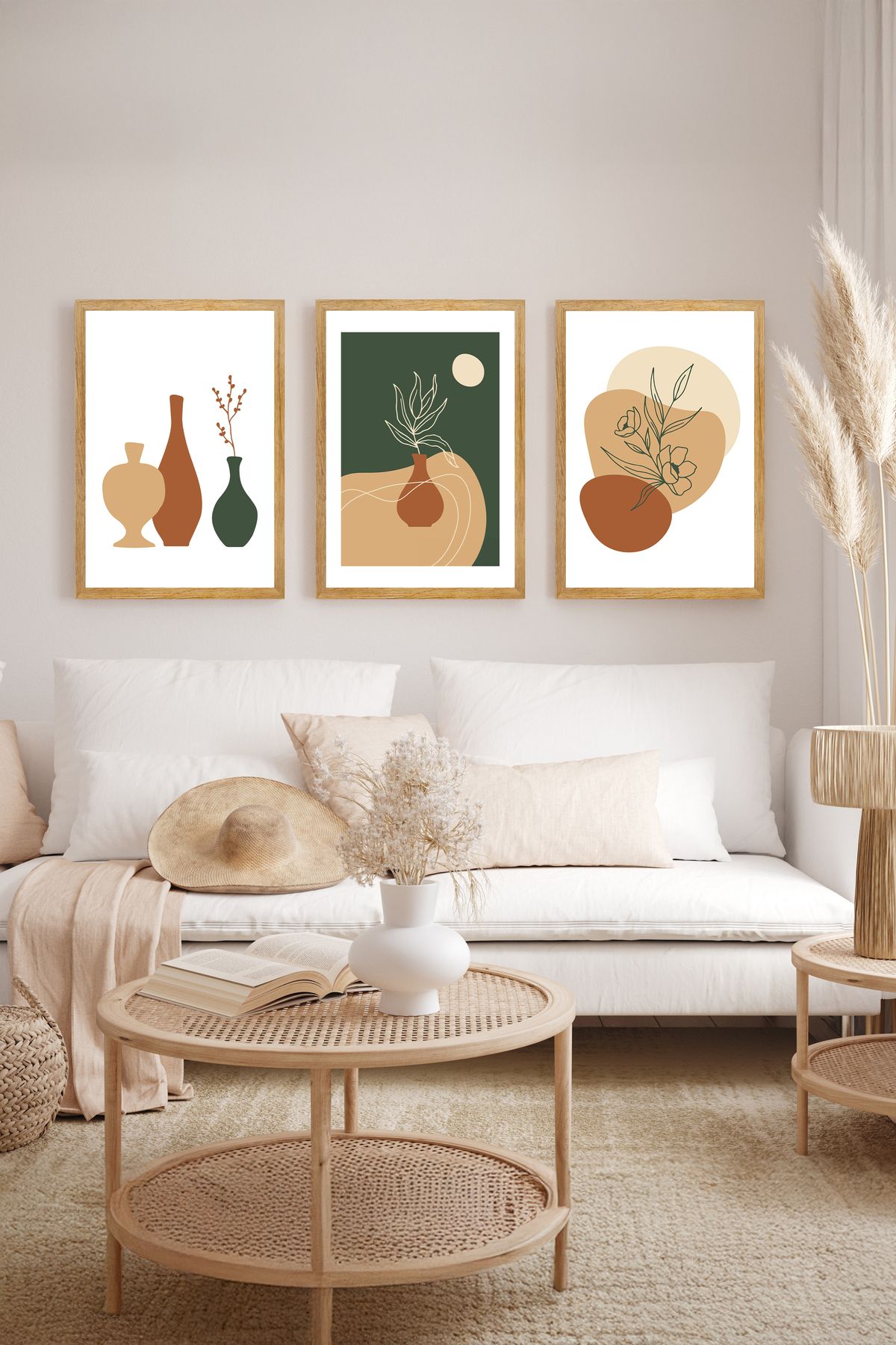 artflow 3 Parça Çerçeve Görünümlü Mdf Tablo Seti