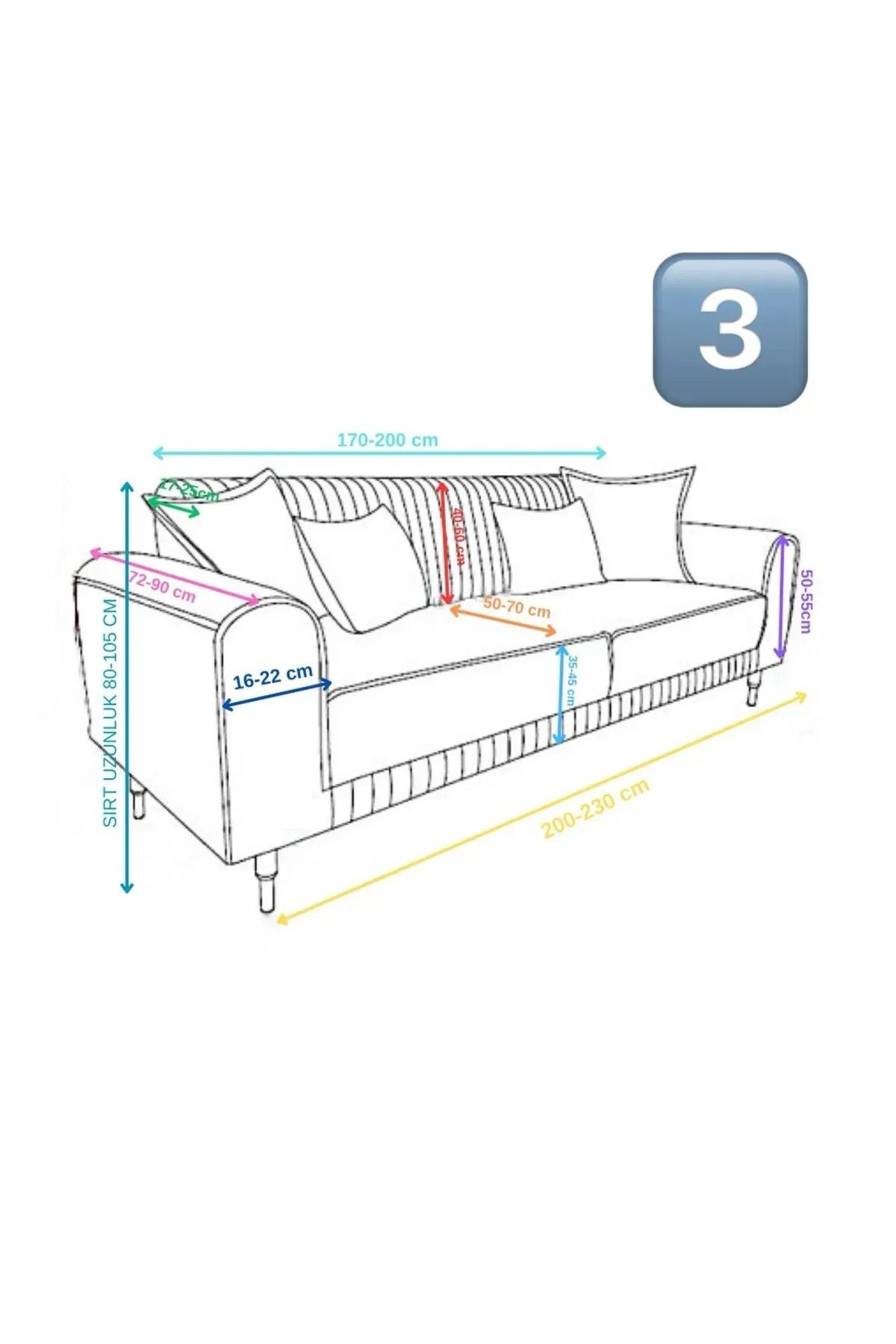ARİFE HOME-Husa scaunului Husa canapea elastica |   Husa scaunului elastic |   Husa Canapea Catifea 3 Locuri 2