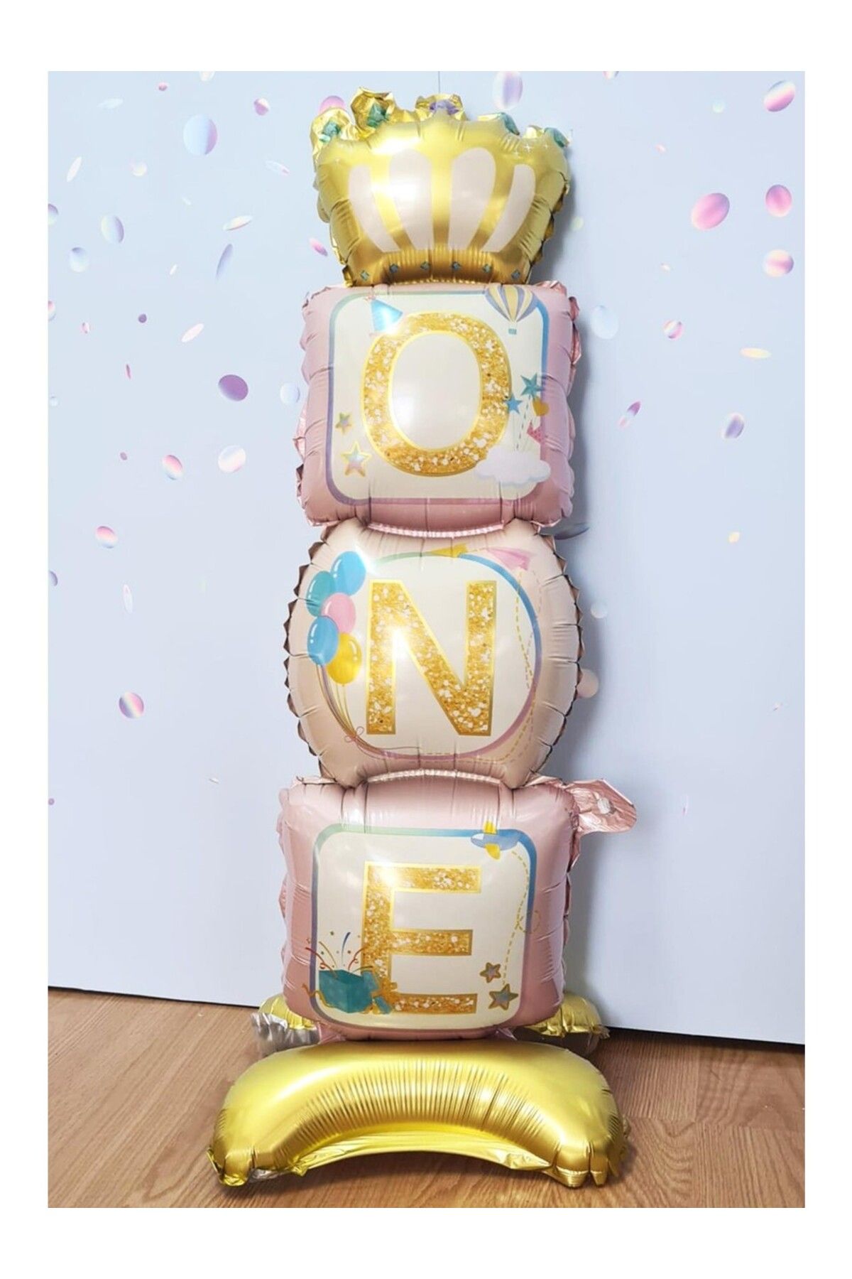 Papatya Party Ayaklı One Folyo Balon 1 Yaş Parti Balonu Pembe