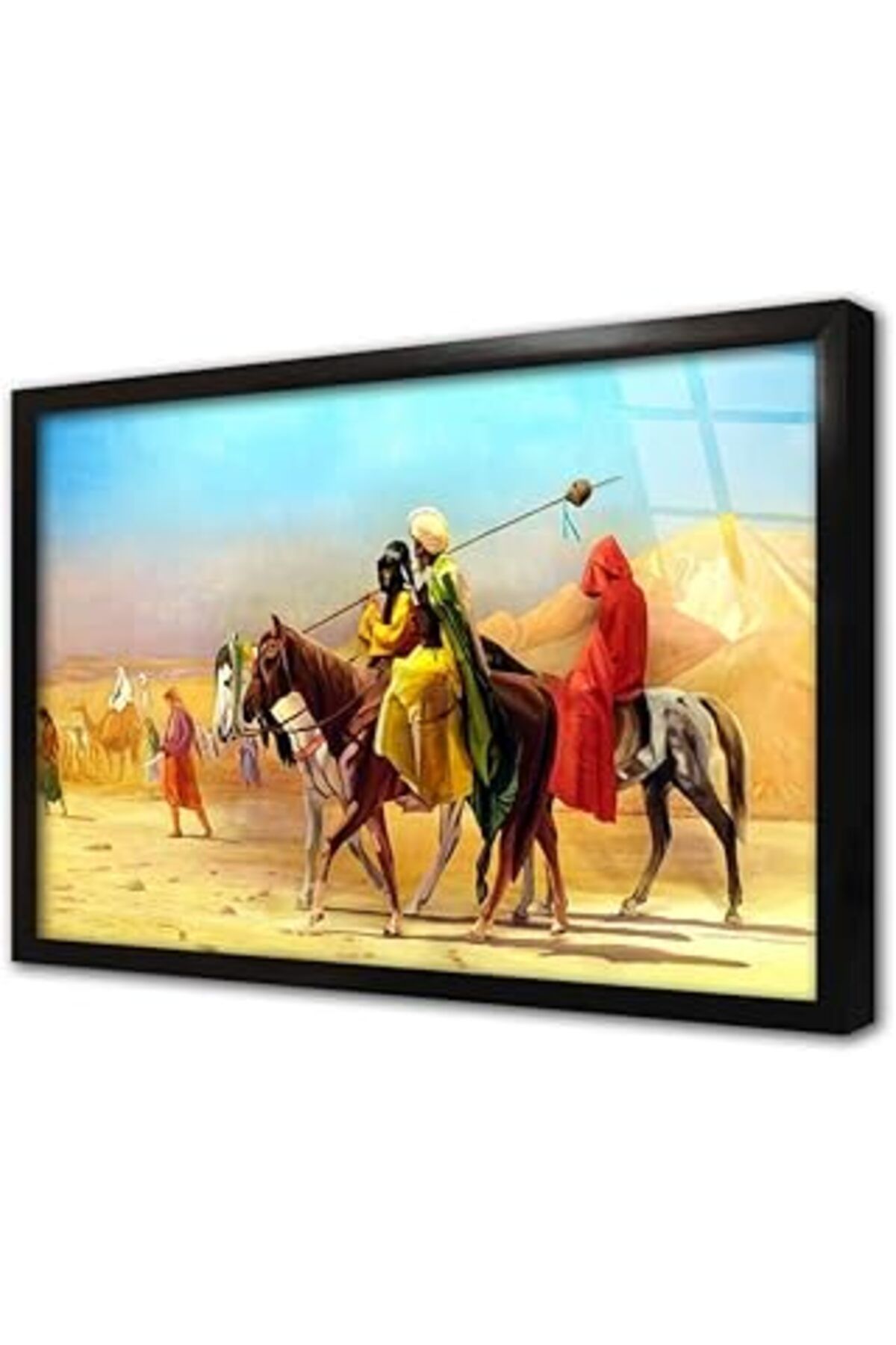 Pazarcan Çölü Geçen Araplar Çerçeveli Cam Tablo 20X30 Cm Cb21349