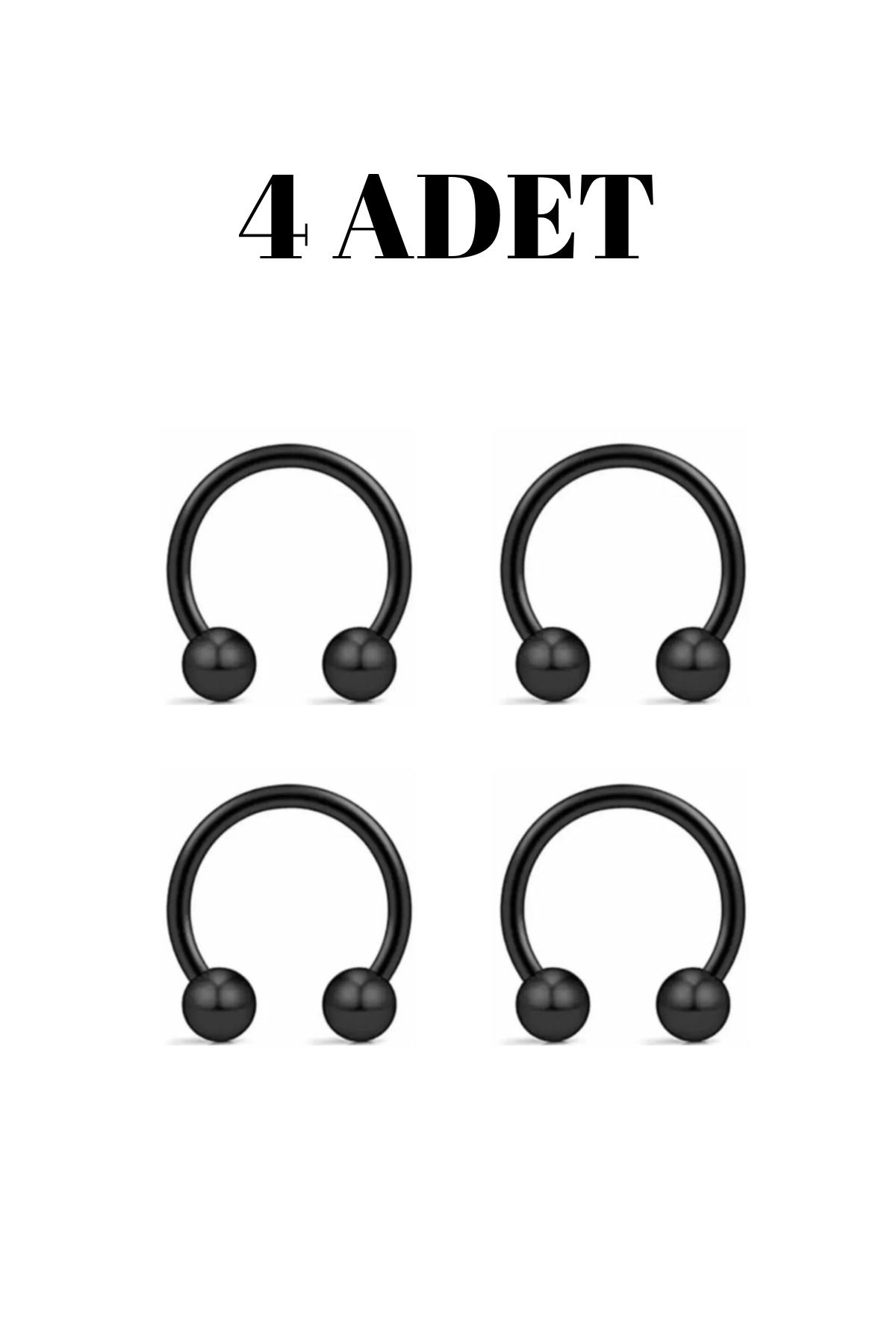 Blisse Piercing 4 Adet Cerrahi Çelik Piercing | Tragus Helix Kıkırdak Septum Burun Dudak Uyumlu