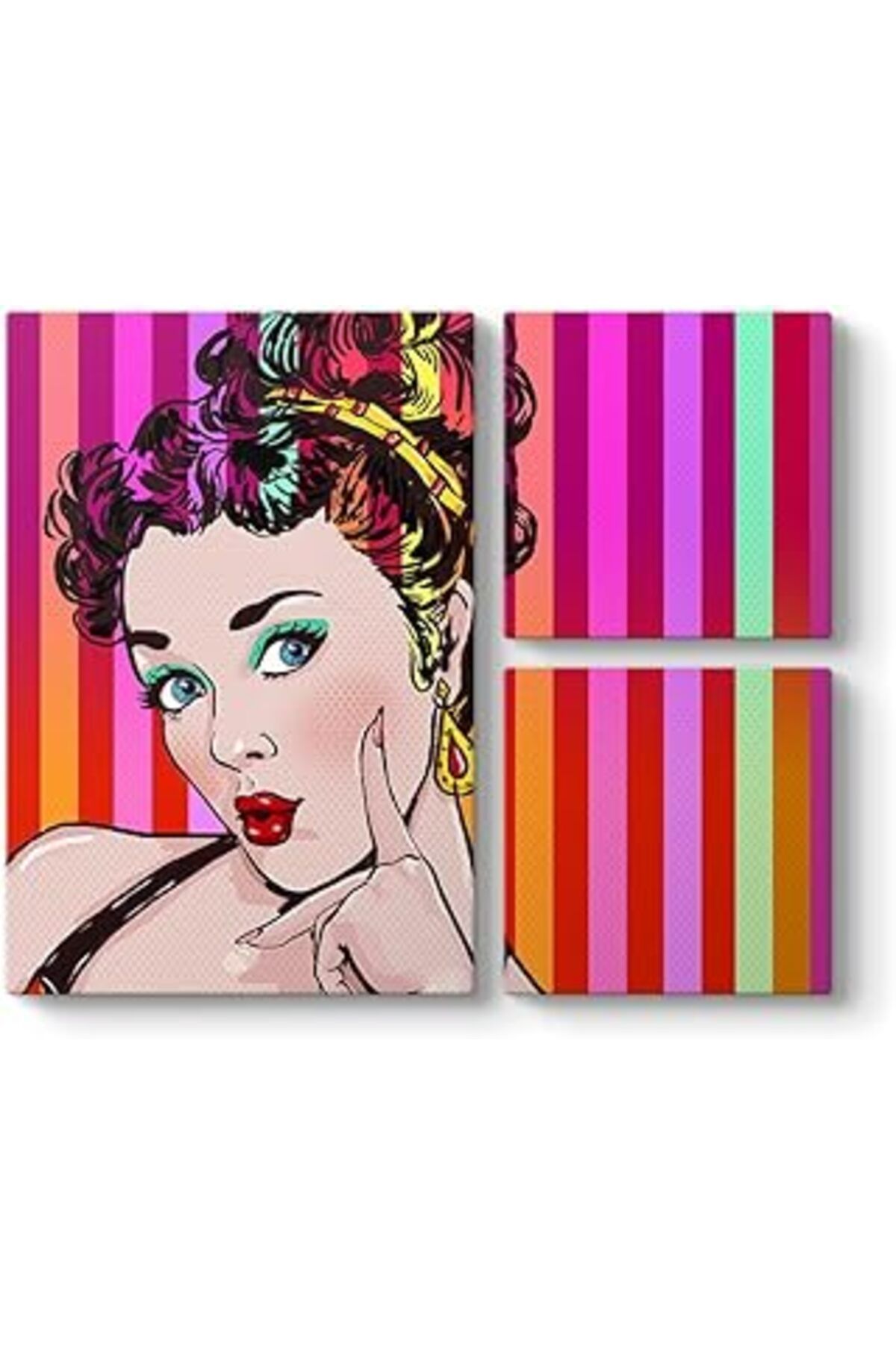 Pazarcan Tabloshop Pin Up Kızı Mucks Tablo 88 X 73-3 Parçalı