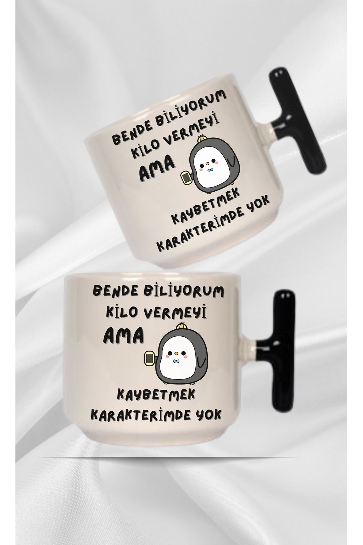 Store 🐧 "Bende Biliyorum Kilo Vermeyi" Esprili Kupa Bardak | Mizahi Hediye Fincan