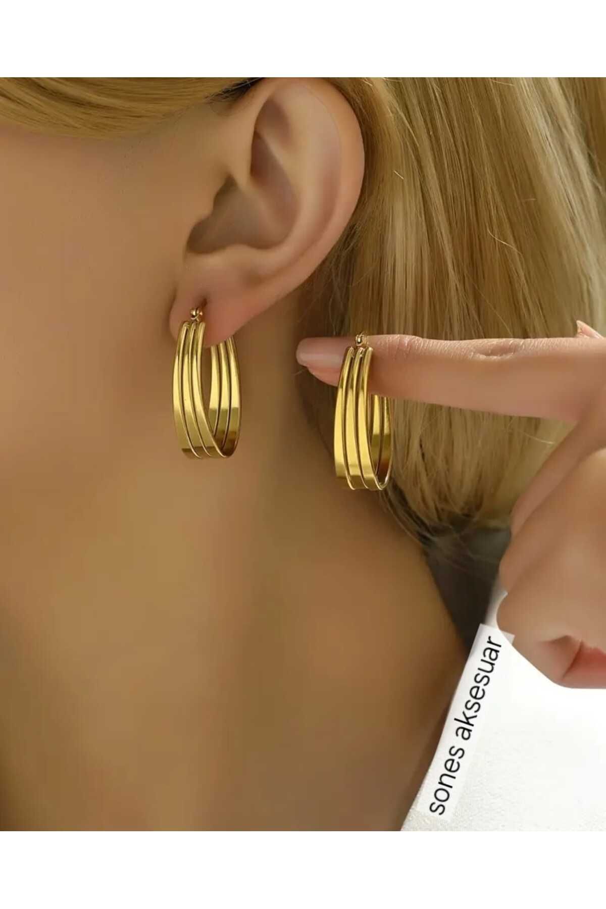 SONES Gold Kararmaz 316 L Çelik Küpe