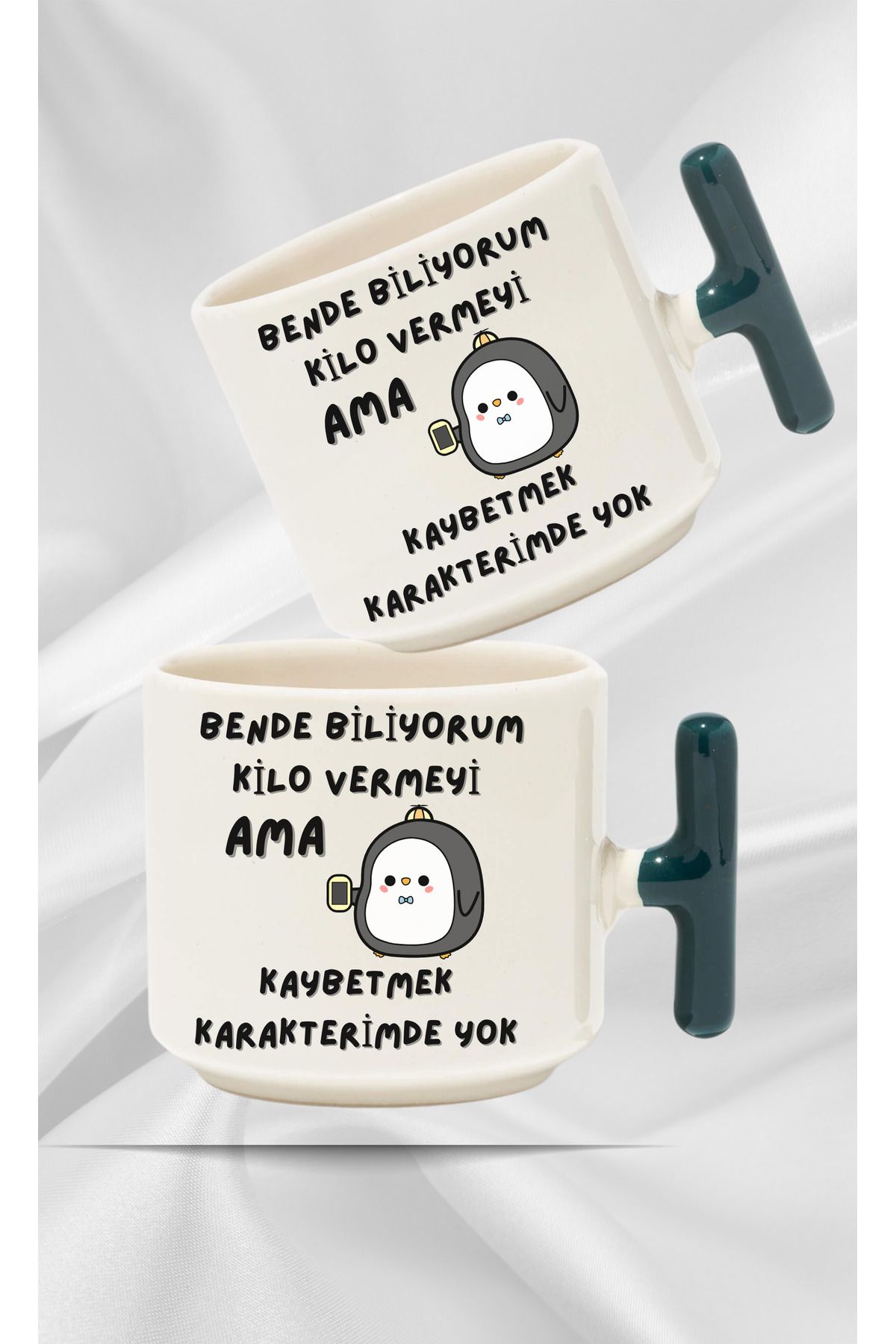 Store 🐧 "Bende Biliyorum Kilo Vermeyi" Esprili Kupa Bardak | Mizahi Hediye Fincan