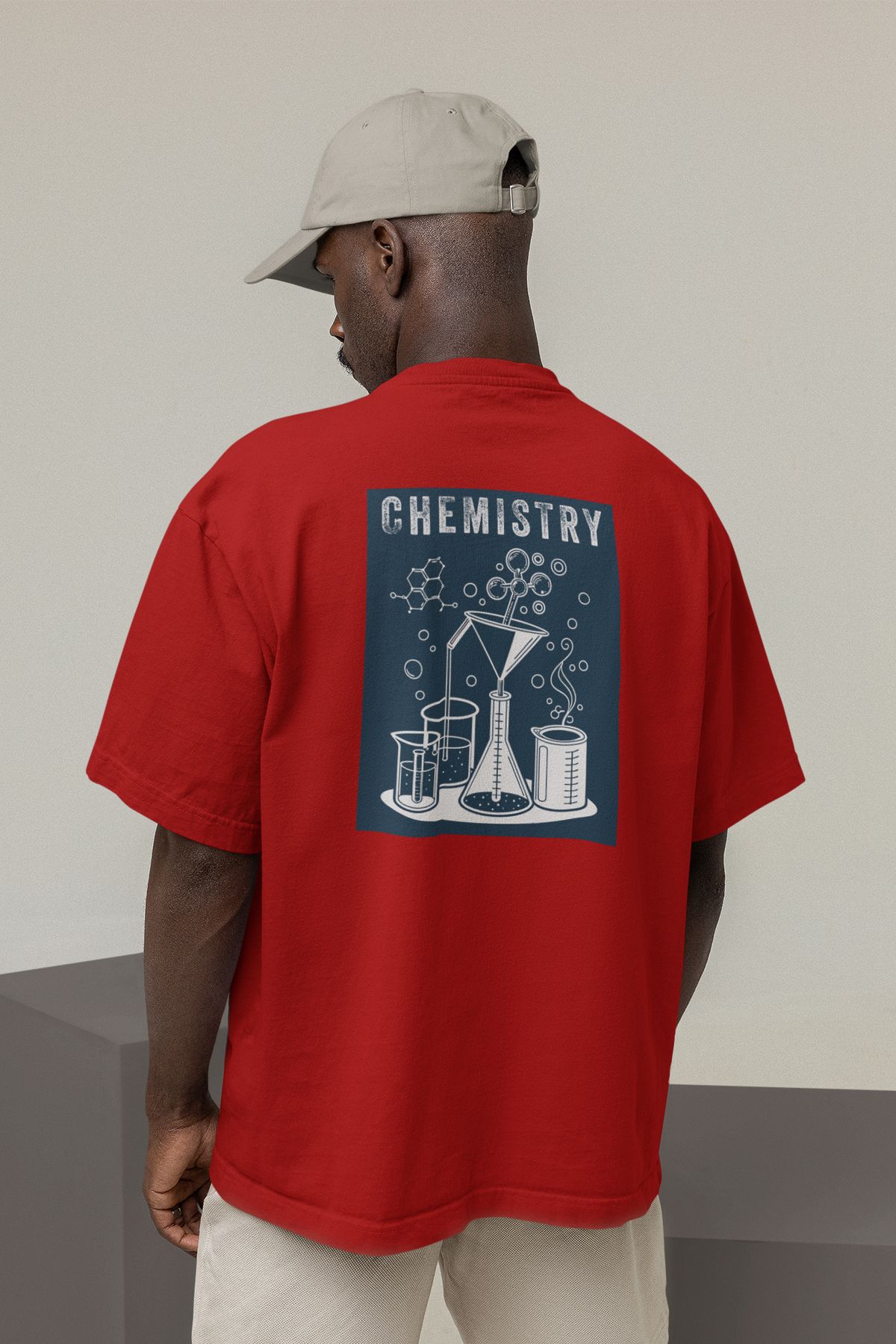 Uniquetex NUBENSE / KİMAS-11 - Oversize Unisex Kimya Baskılı Bordo Bisiklet Yaka T-shirt (Bilim Tişört)