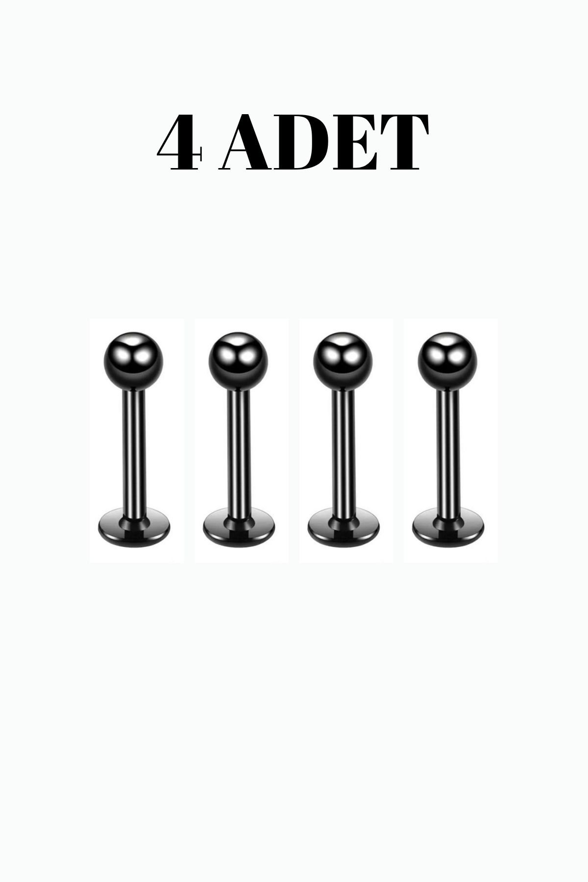 Blisse Piercing 4 Adet Cerrahi Çelik Tragus Labret Helix Kıkırdak Dudak Medusa Piercing Seti