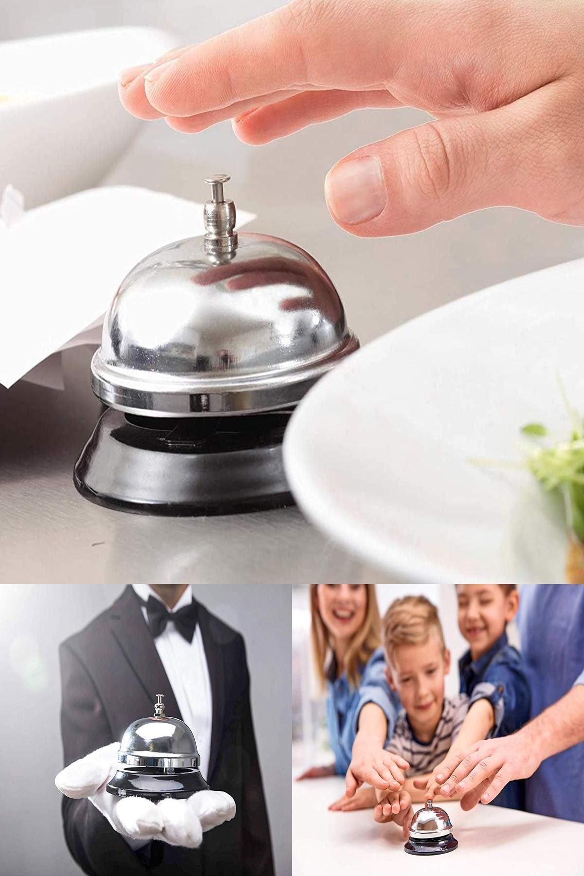 Midday İşletmelere Uygun Metal Masaüstü Krom Kaplama Zil |Yüksek Sesli Servis, Eğitim ve Ev İçin Çok Amaçlı