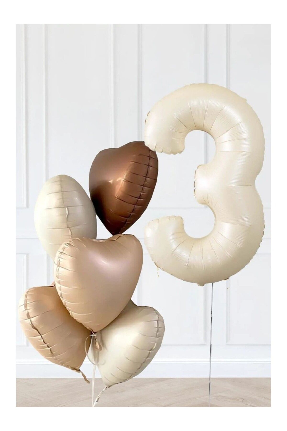 Papatya Party Yaş Temalı Retro Bej Yaş Balonlu Latte Bej Kahve Kalpli Retro Doğum Günü Yaş Balon Set
