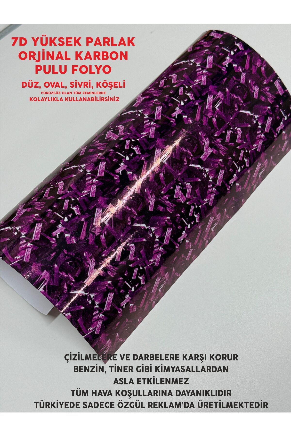 ÖZGÜL REKLAM Yüksek Parlak Orijinal Karbon Fiber Folyo / 7D Karbon Fiber Folyo / Karbon Pulu Folyo 50x25 CM