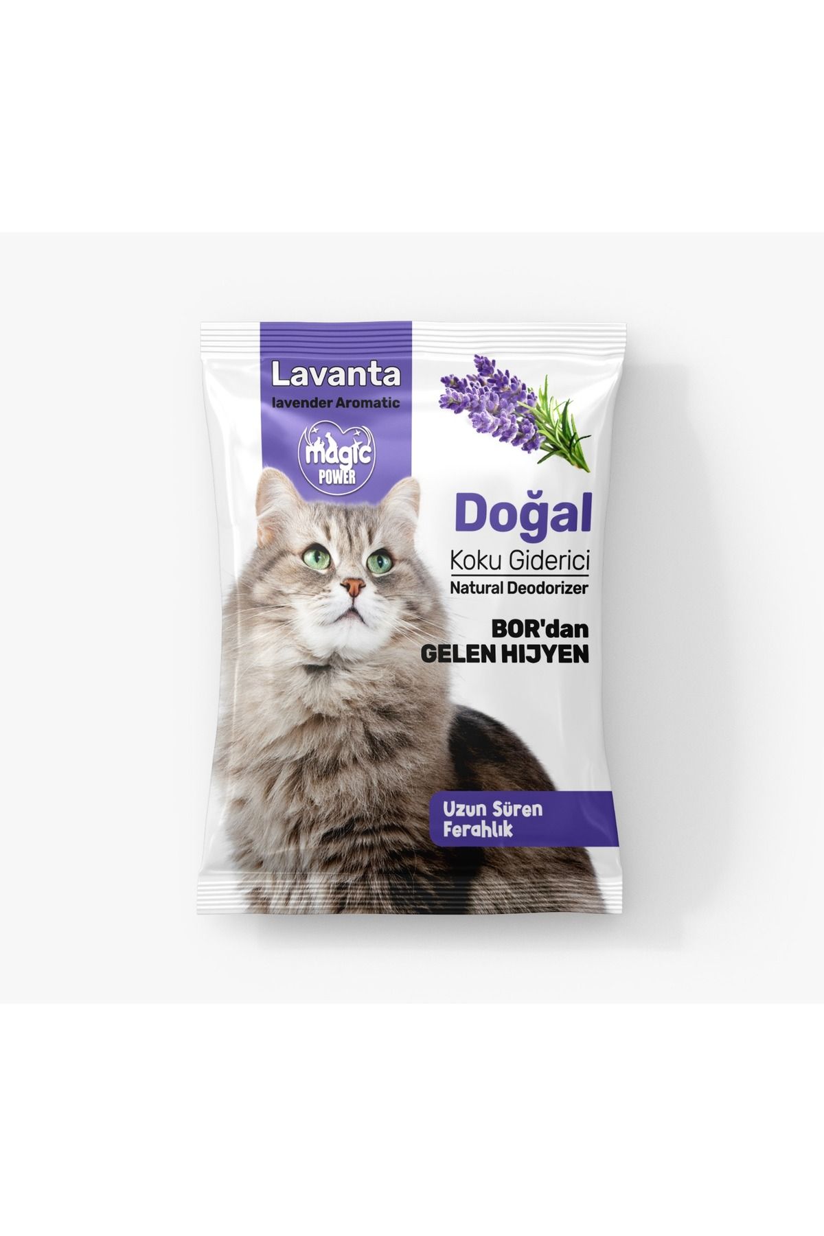 Magic Power Lavanta Aromalı Kedi Kumu Koku Giderici 25g Şase | Bor & Aktif Karbon | Doğal ve Hijyenik Formül