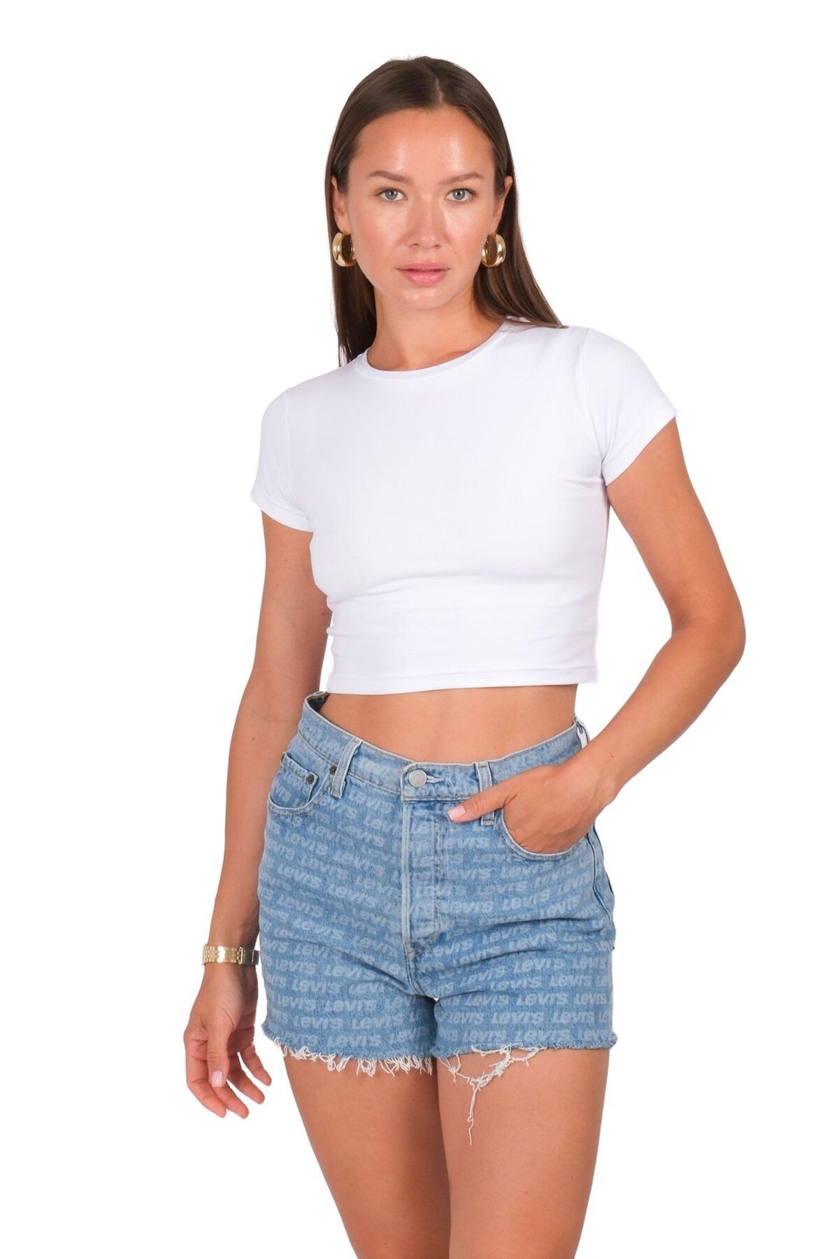 Coredra Kadın Basic Baby Tee - C523