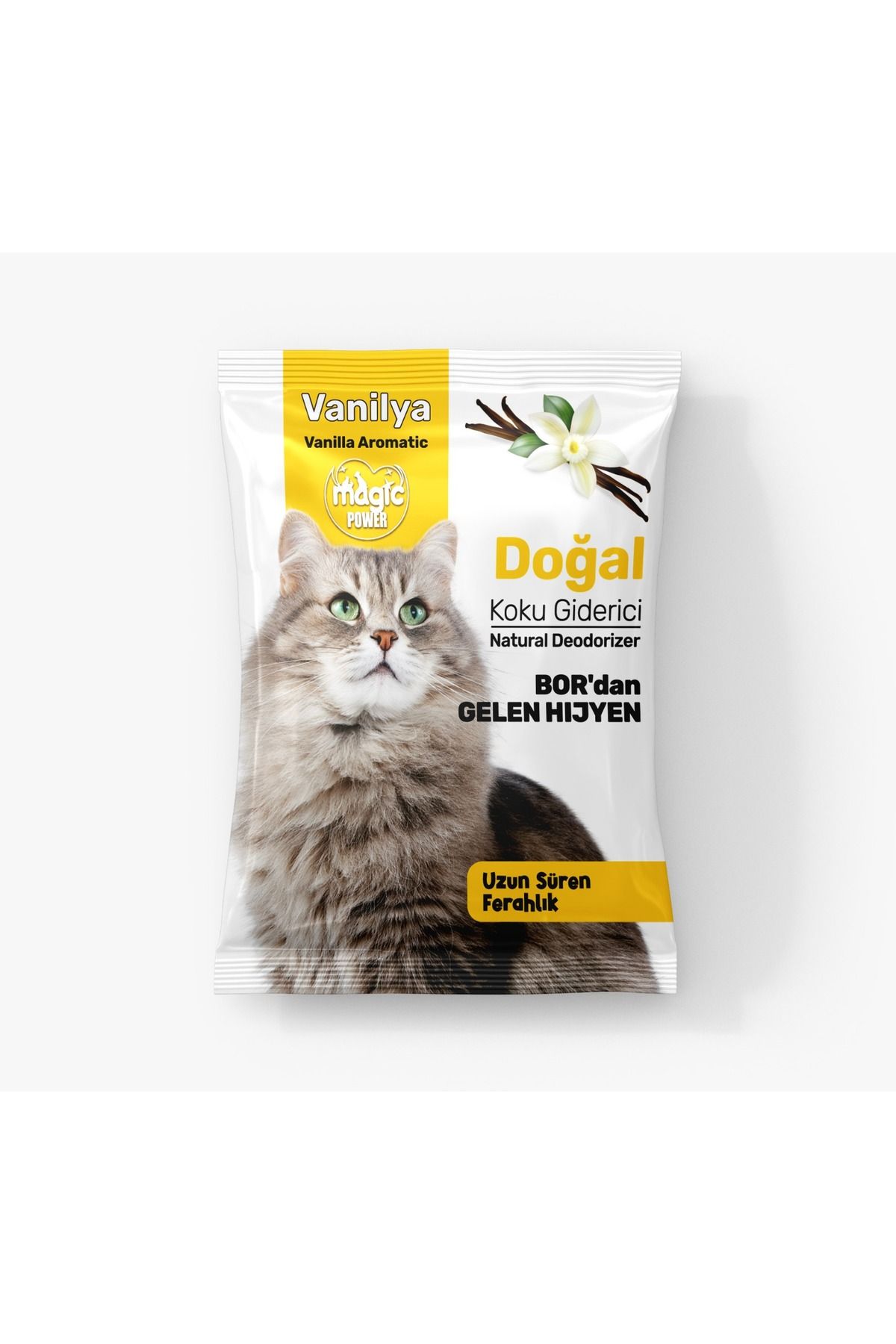 Magic Power Vanilya Aromalı Kedi Kumu Koku Giderici 25g Şase | Bor & Aktif Karbon | Doğal ve Hijyenik Formül