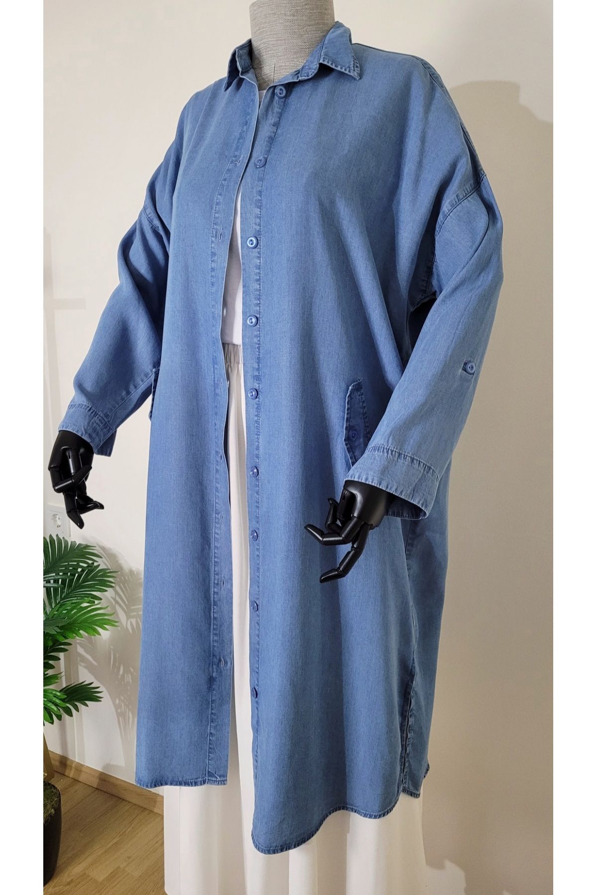 My Magazin İnce Taşlaşmış Denim Tunik Kap