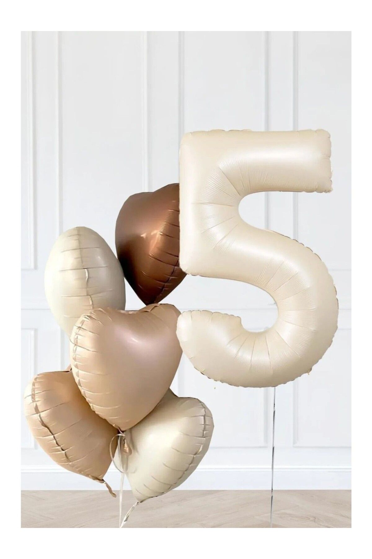 Papatya Party Yaş Temalı Retro Bej Yaş Balonlu Latte Bej Kahve Kalpli Retro Doğum Günü Yaş Balon Set