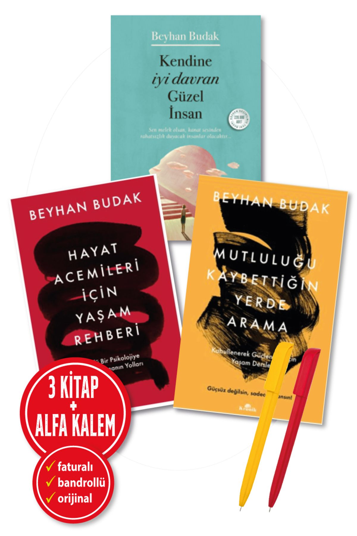 Kronik Kitap Alfa Kalem+ Beyhan Budak 3 Kitap(Mutluluğu Kaybettiğin Yerde+Hayat Acemileri+Kendine İyi Davran)
