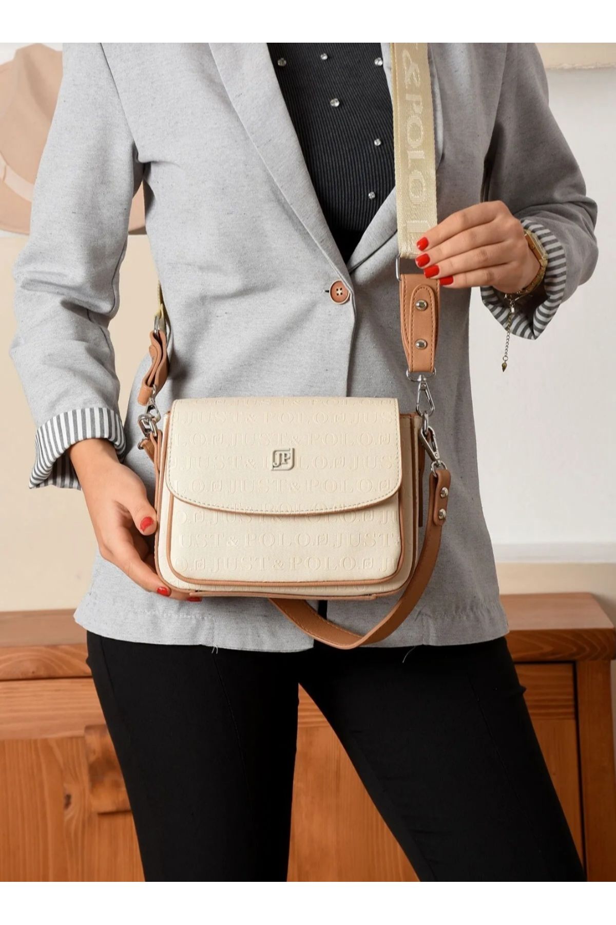 çkn sedat çakan çanta & fular & aksesuar 3 compartment lid model women shoulder bag