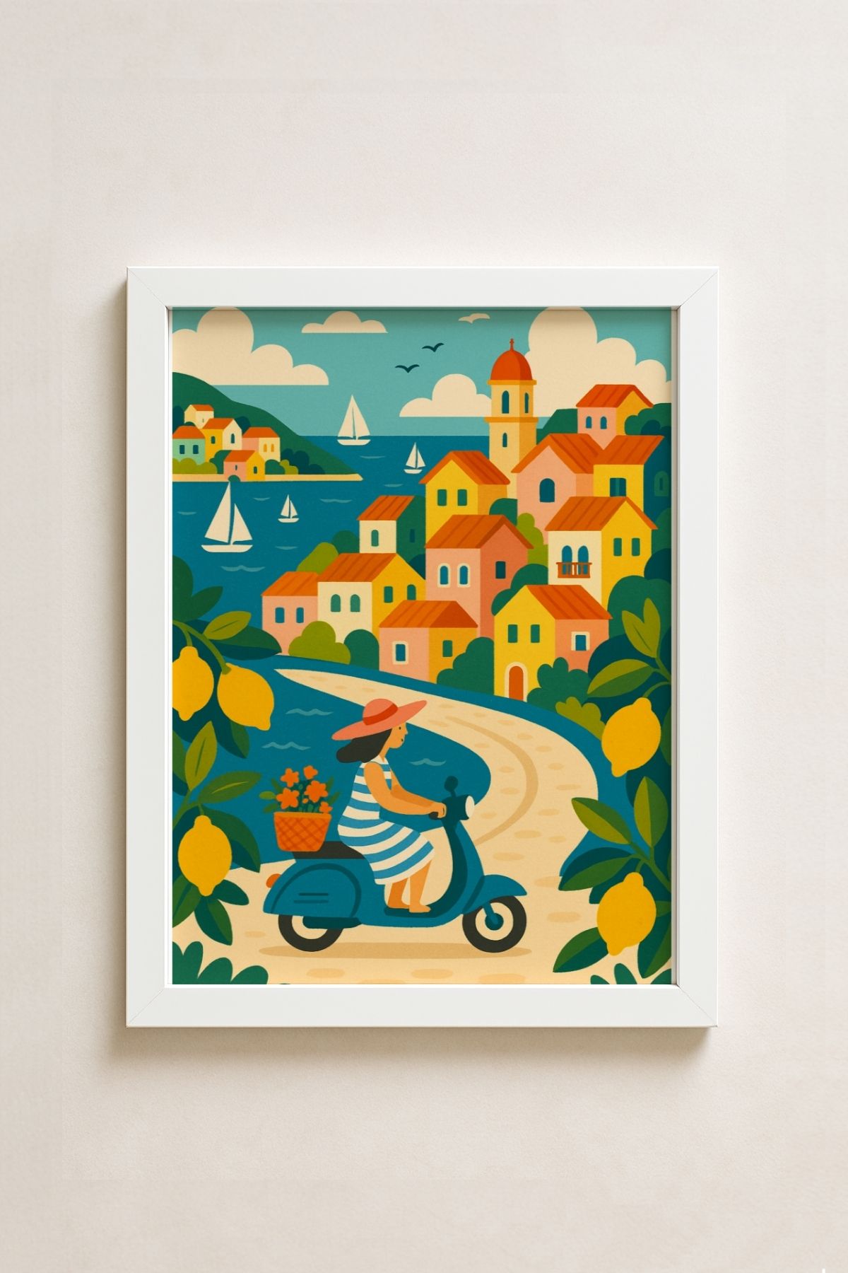 Sweet Souls İllüstrasyon Poster – A4 Beyaz Çerçeveli, Pleksi Koruma, Duvar Tipi