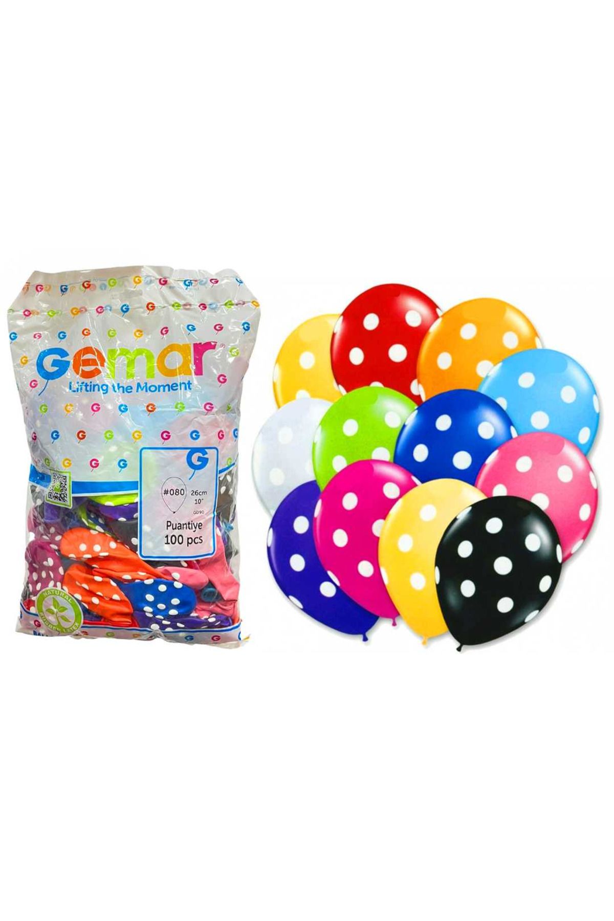 Art Tone GEMAR BALON GD90 080 PUANTİYELİ KARIŞIK RENK 26 CM 100 LÜ PAKET