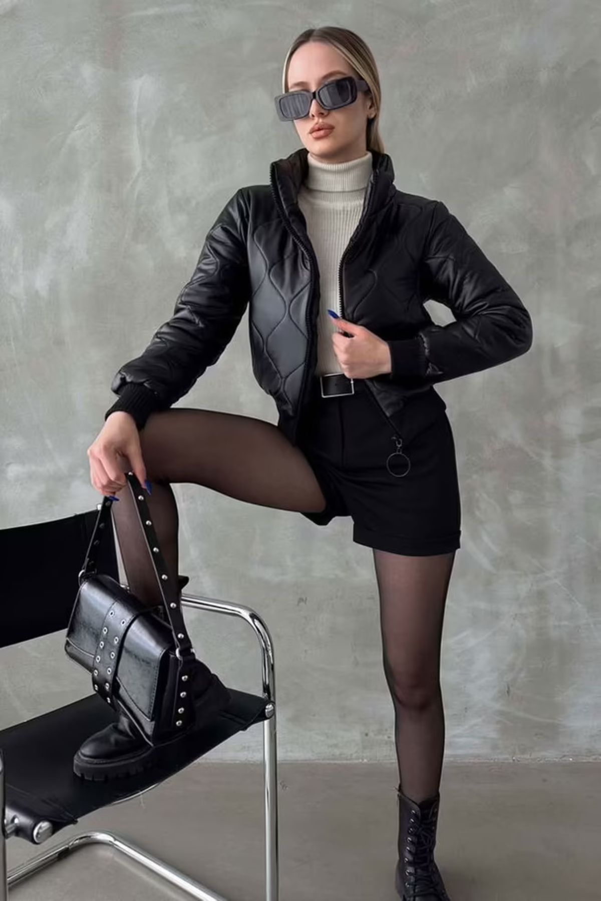 Bare & Bold F1192 Fermuarlı Deri Mont