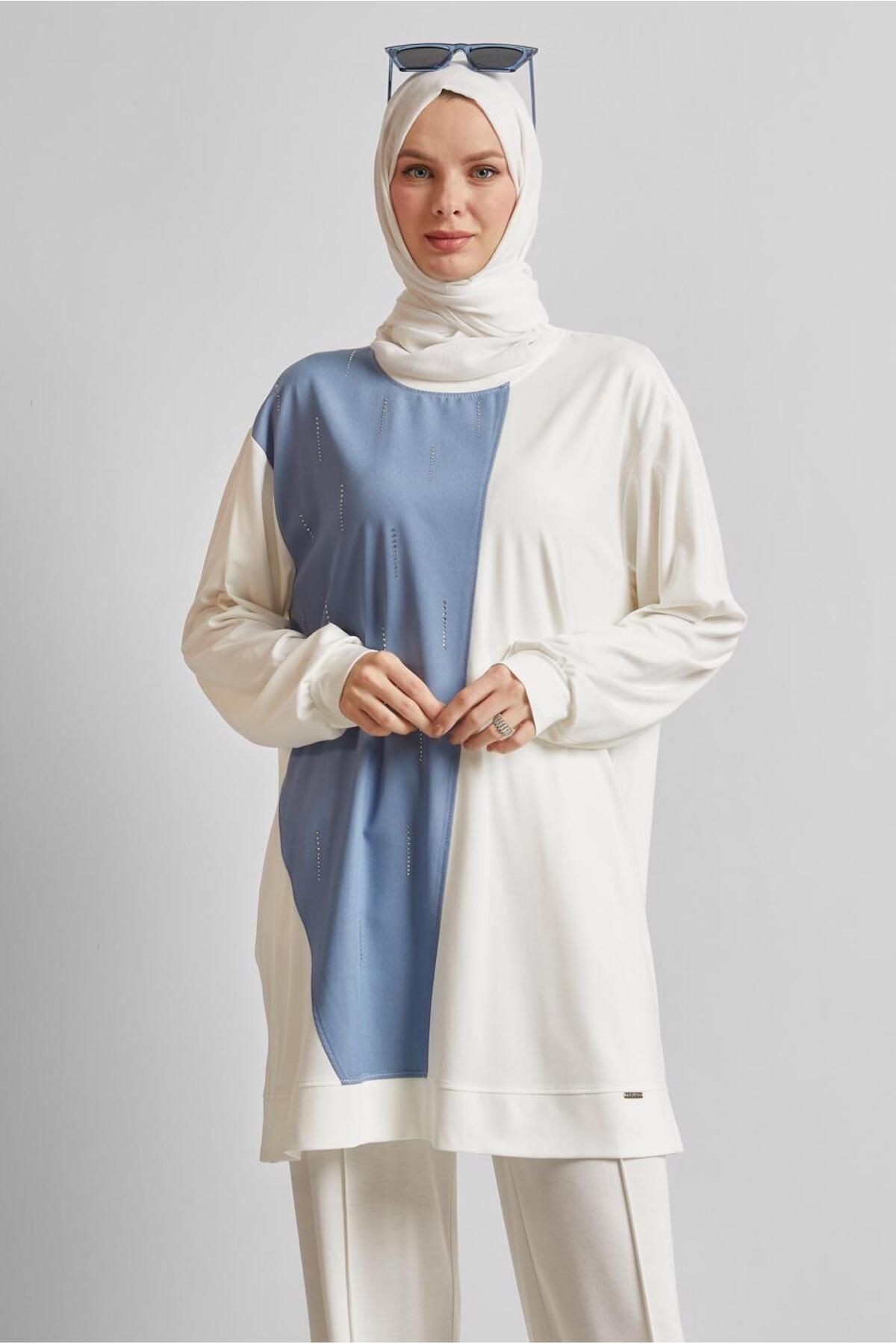 Alvina İKİ RENKLİ TAŞLI TUNİK 45540