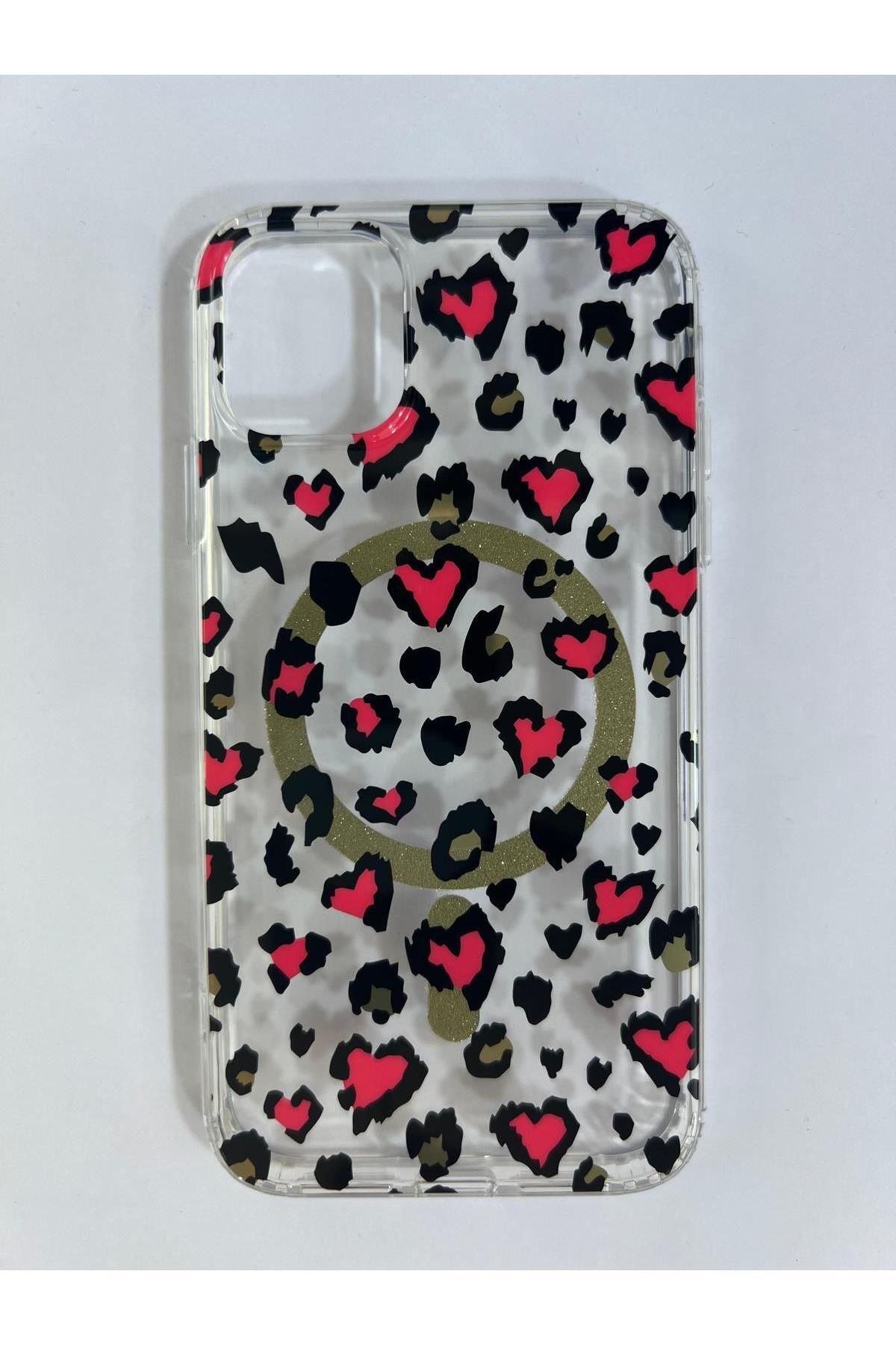 Amorix ARMORİX İPHONE 11 MAGSAFELİ KIRMIZI VE SİYAH KALP DESENLİ KILIF