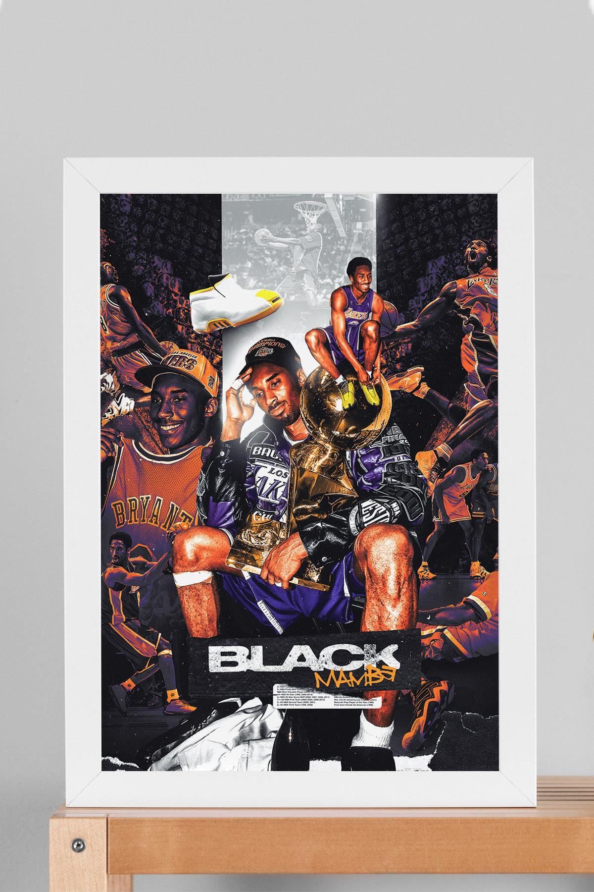 Saturn Kobe Bryant Çerçeveli Tablo - Black Mamba NBA Posteri Tablo