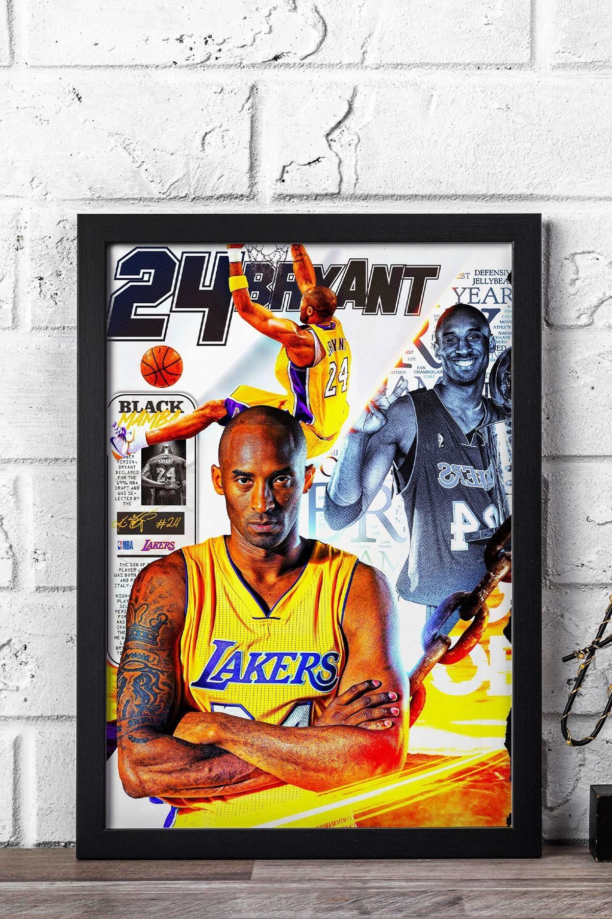 Saturn Kobe Bryant Çerçeveli Tablo - Los Angeles Lakers NBA Posteri Tablo