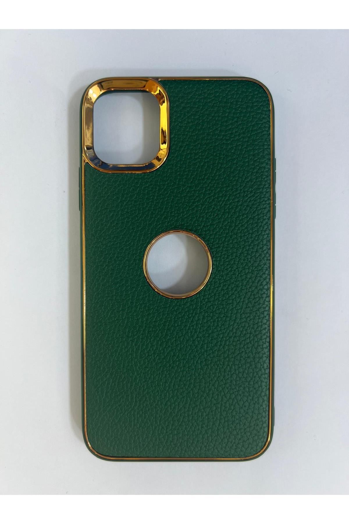 Amorix ARMORİX İPHONE 11 YEŞİL DERİ GÖRÜNÜMLÜ GOLD TEDAYLI BEST DELUXE KILIF