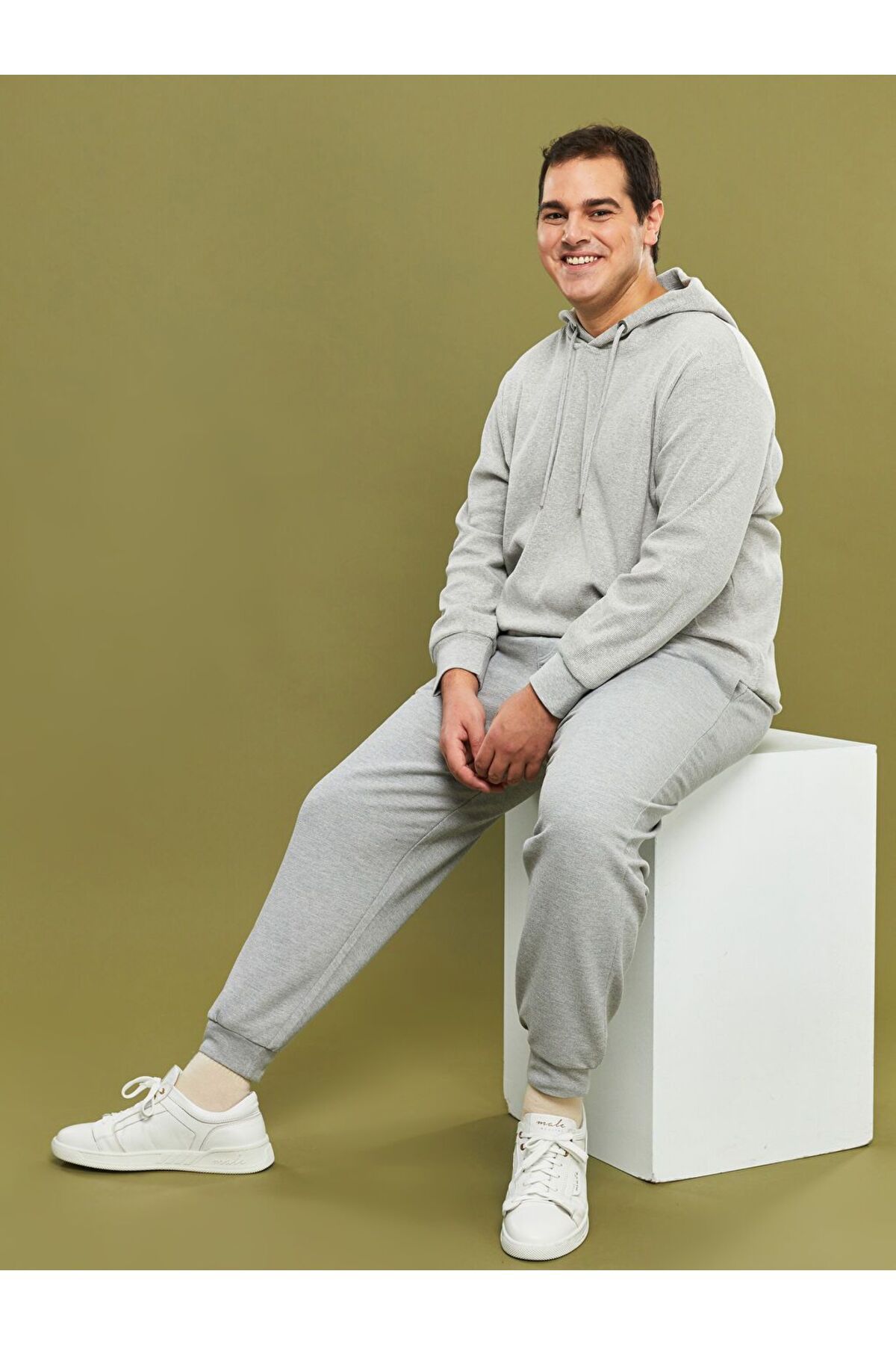 LC Waikiki Gri Büyük Beden Uzun Kollu Erkek Hoodie