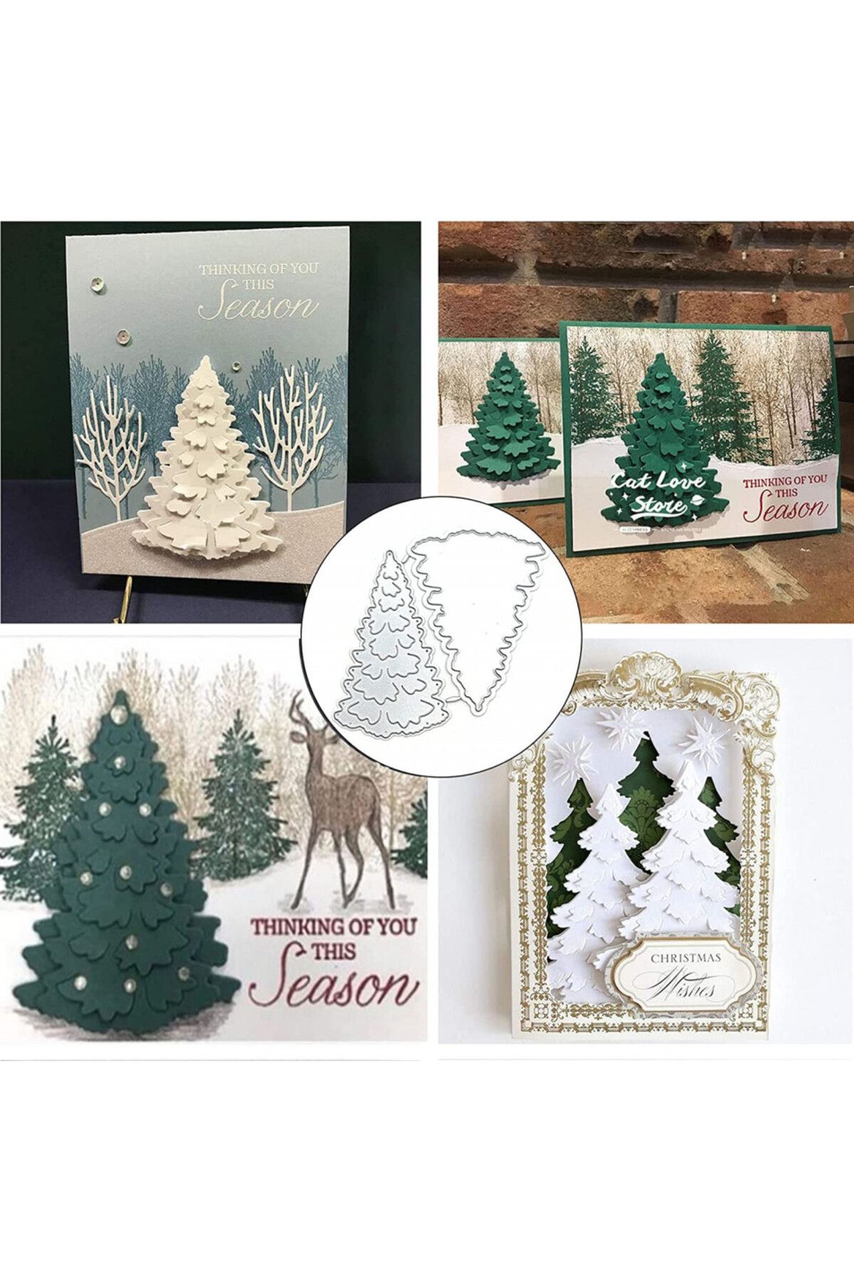 OEM-Set of two Christmas tree and deer molds, carbon steel, silver, 95 x 90 mm / 98 x 75 mm 5