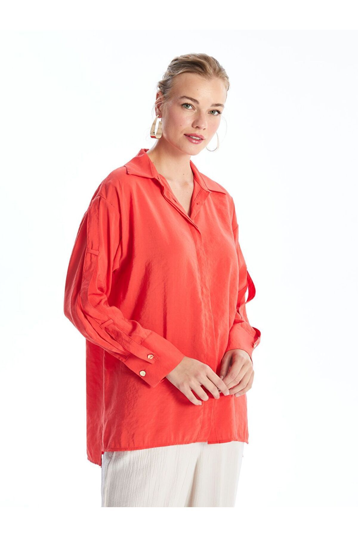 LC Waikiki Mercan Düz Oversize Kadın Gömlek Tunik