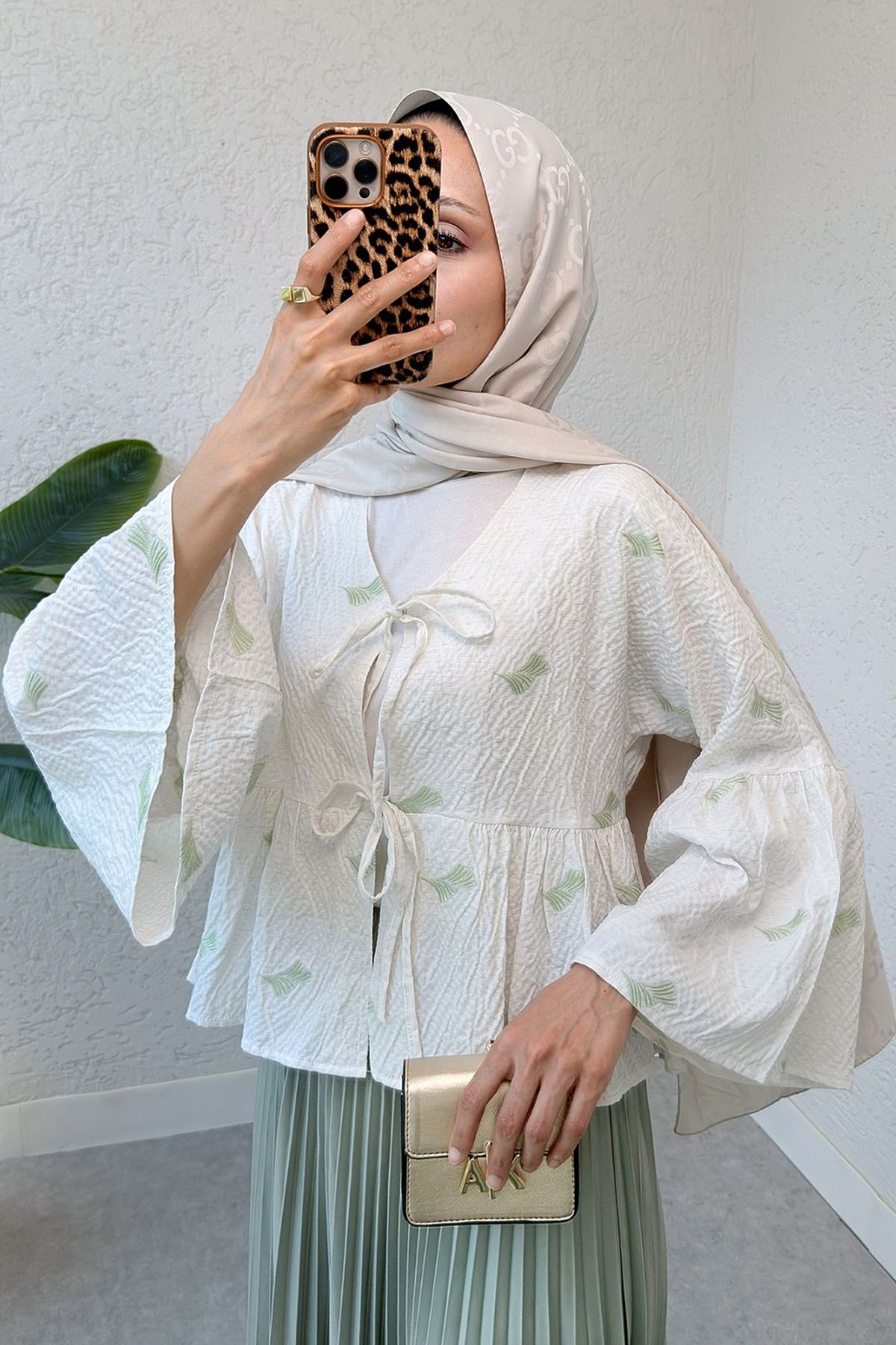 DPARİS Bağcık Detaylı Desenli Kimono