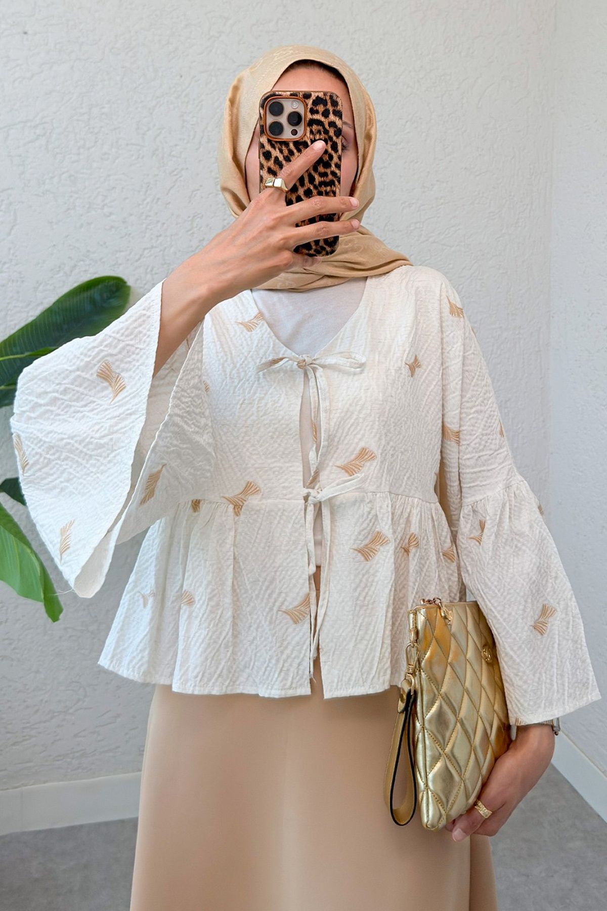 DPARİS Bağcık Detaylı Desenli Kimono