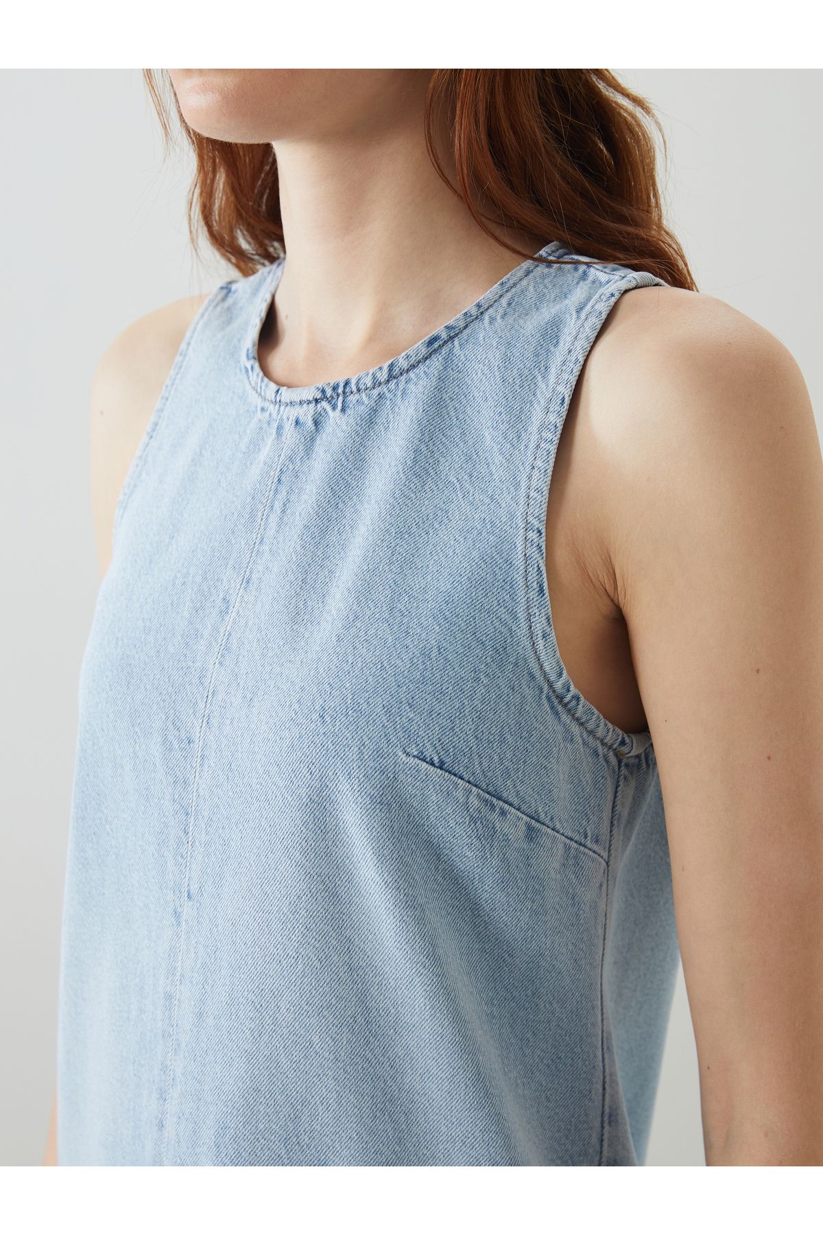 LC Waikiki-Μίνι τζιν φόρεμα με γιακά Halter σε γραμμή Α 3