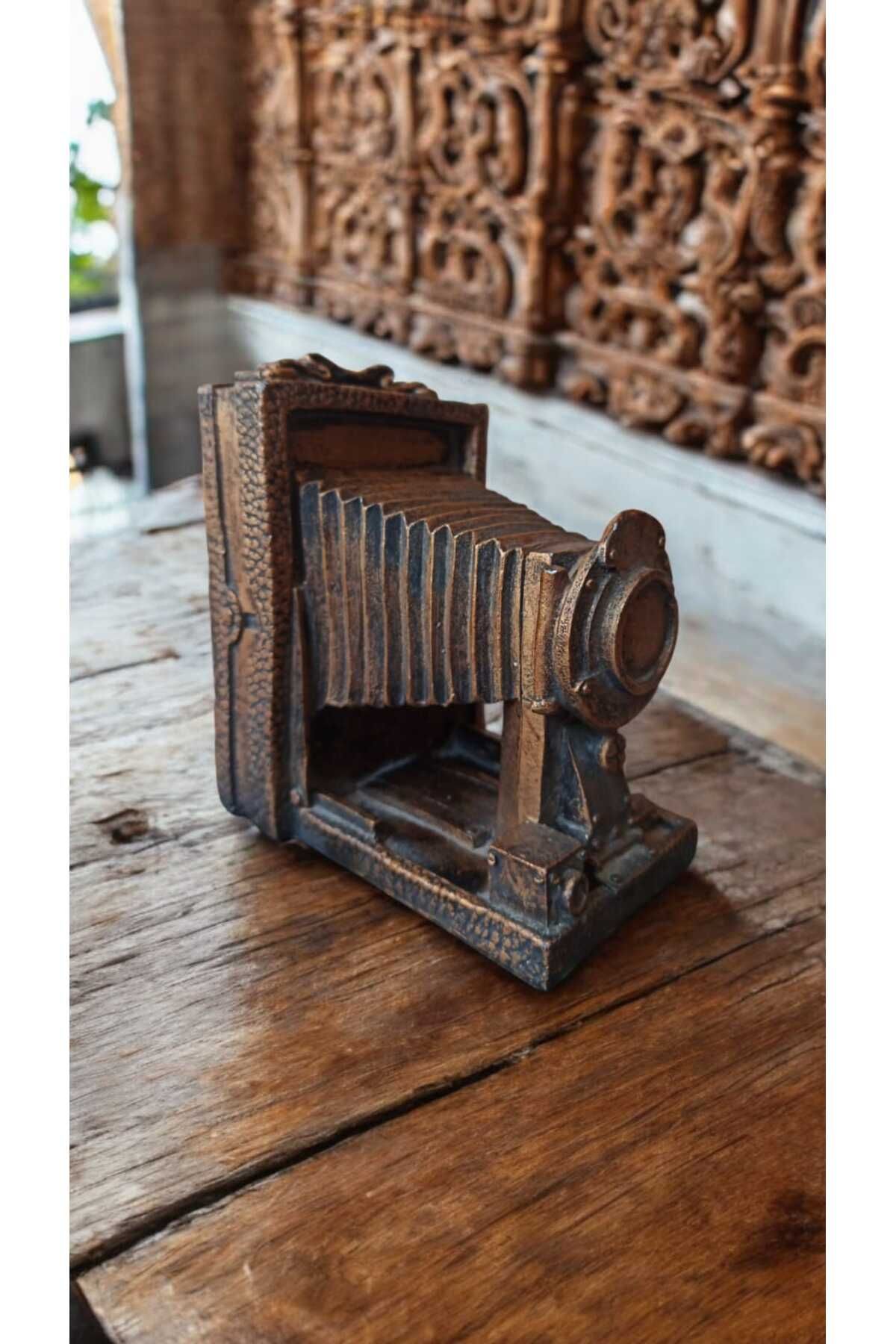 Hureggo vintage körüklü fotoğraf makinesi görünümlü metal biblo & 13x12x7 cm
