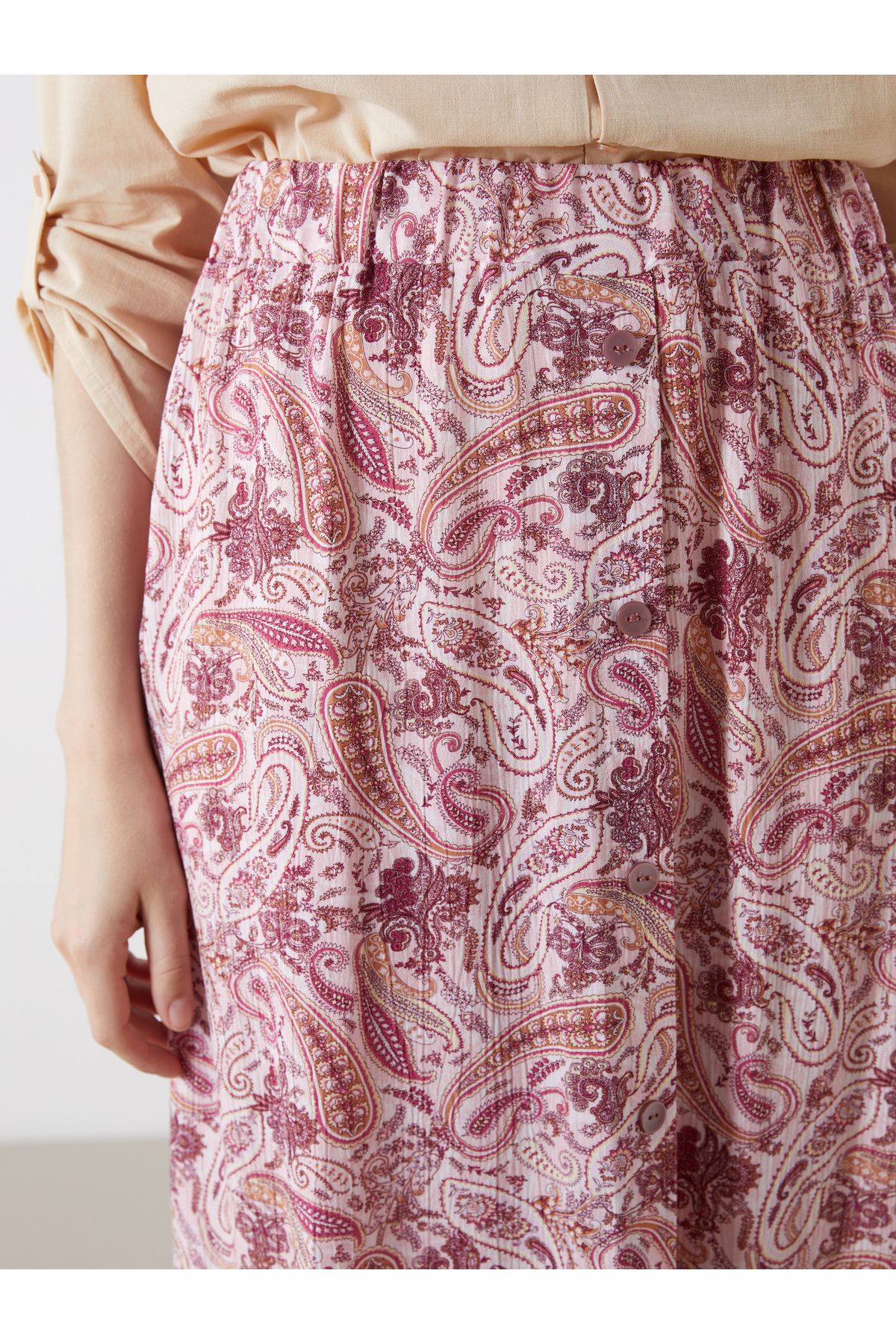 LC Waikiki-Patterned Pleated Skirt with Elastic Waist 3