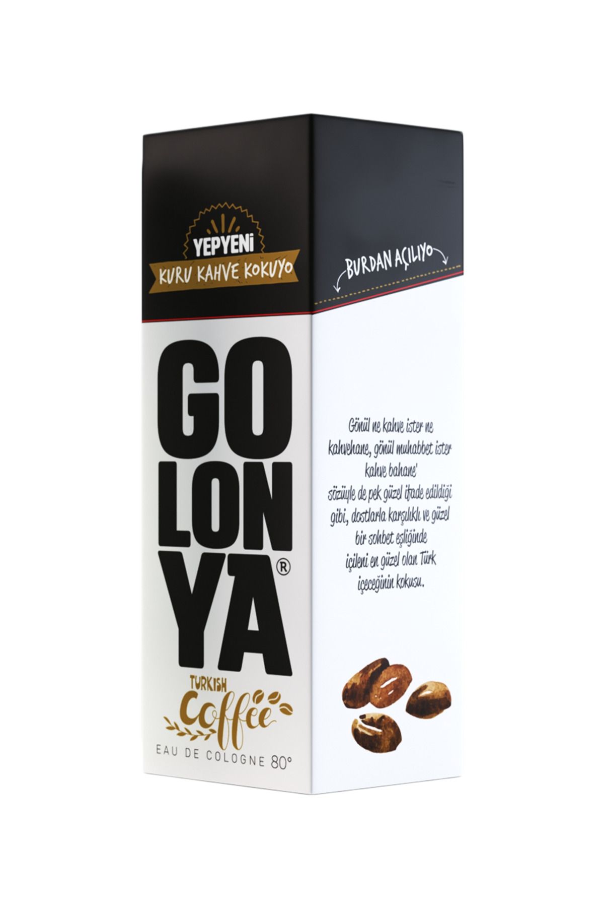 Golonya Coffee 250 ML Cam Şişe Kuru Kahve Kokulu Kolonya 12 Adet (1 Koli)