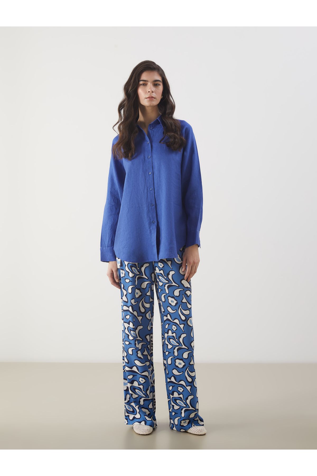 LC Waikiki-Pantaloni de damă cu model cu talie elastică 1